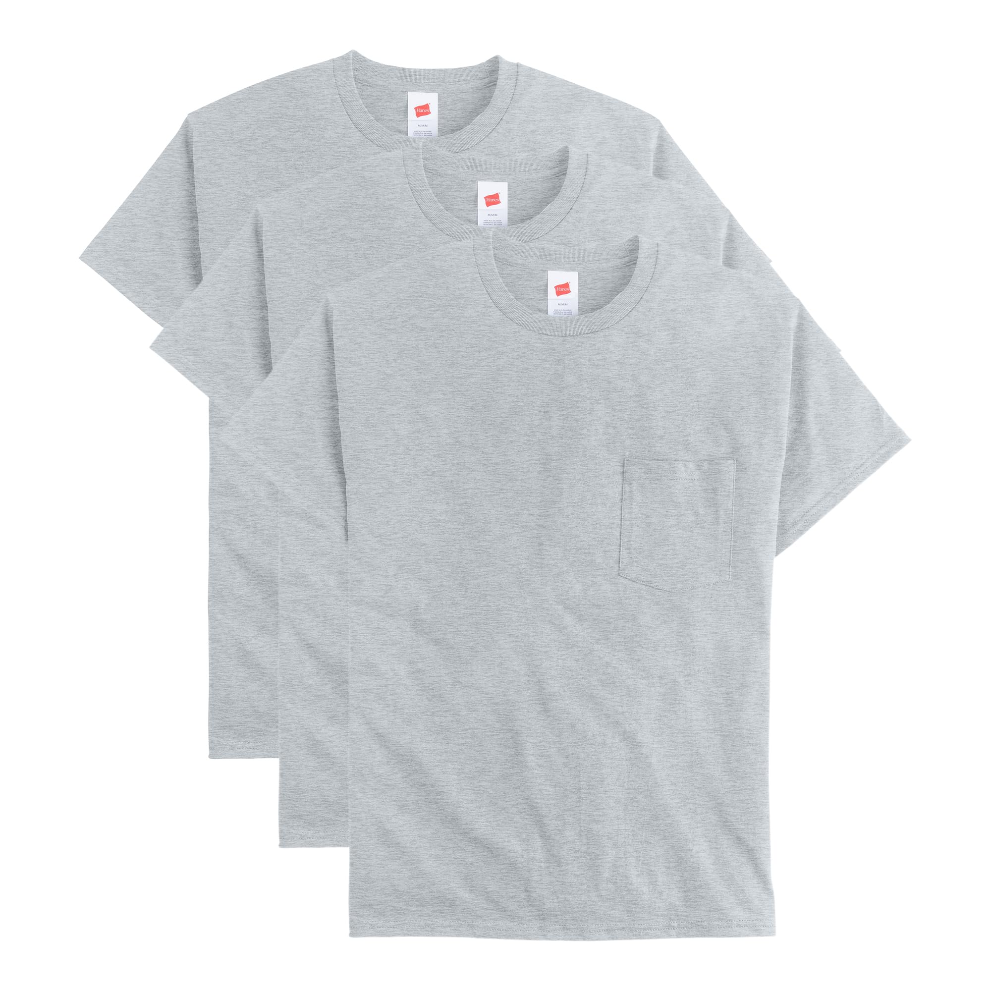 Men's Essentials Short-Sleeve Pocket T-Shirt Pack, Cotton Crewneck Tee, 3-Pack