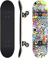 cdsnxore Beginner Complete Skateboard 31x8 Inch 8-Layer Maple Double Kick for Kids Teens Adults - Anti-Slip Grip Smooth PU Wheels