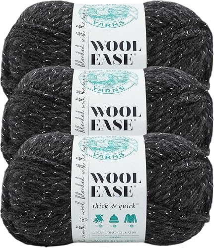 Vista 276 de Lion Brand Yarn Wool-Ease Thick & Quick Yarn - 318.2 ft, Graphite Grafito