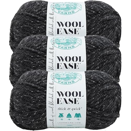 Lion Brand Yarn Wool-Ease Thick and Quick Yarn, Soft and Bulky Yarn for Knitting, Crocheting, and Crafting, 3 Pack, Constellation