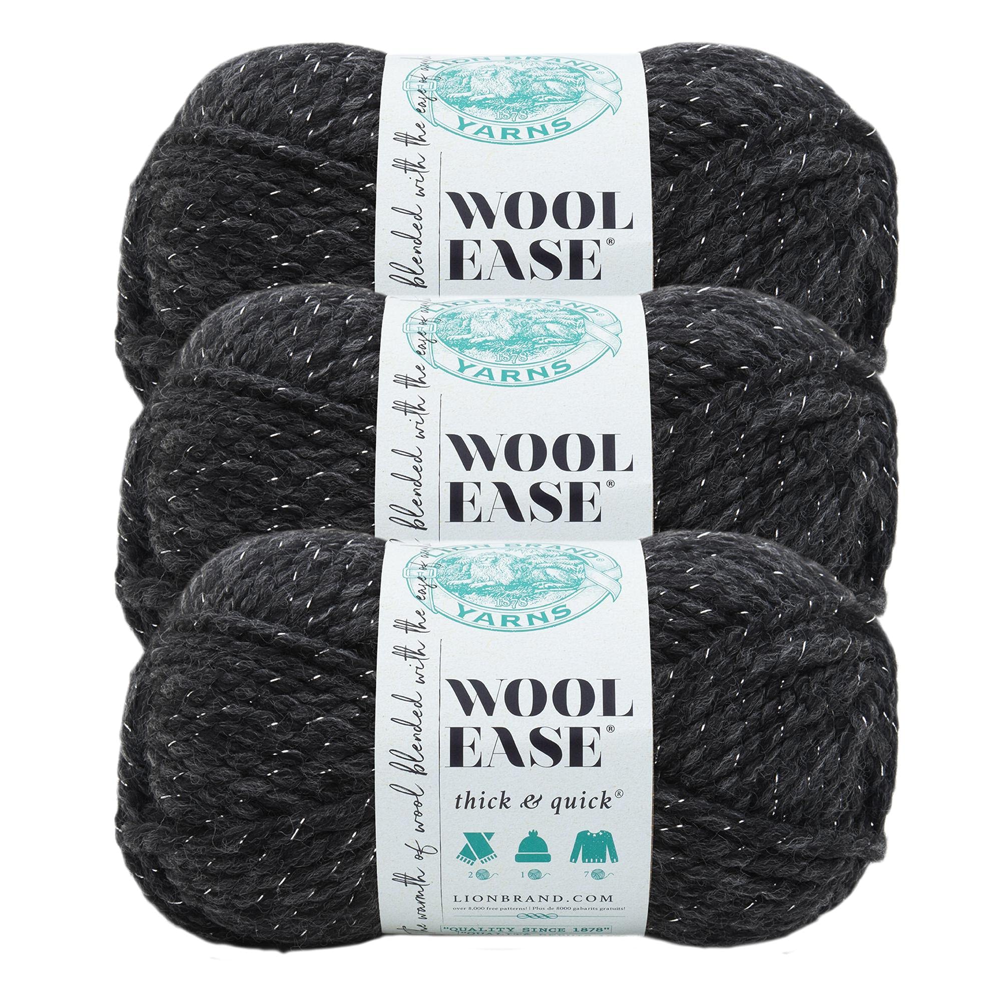 Lion Brand Yarn Wool-Ease Thick and Quick Yarn, Soft and Bulky Yarn for Knitting, Crocheting, and Crafting, 3 Pack, Constellation