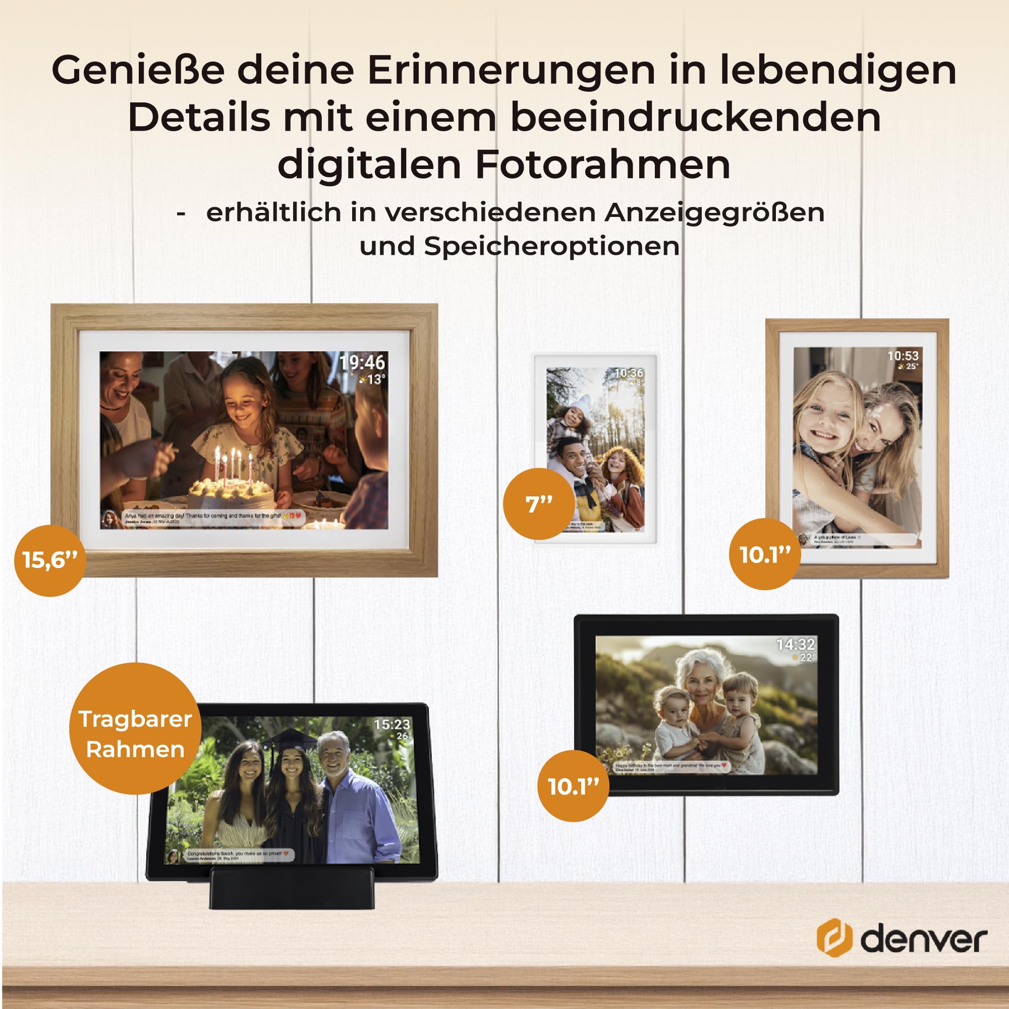 Denver PFF-1037W Digitaler Bilderrahmen 10,1 Zoll Weiß