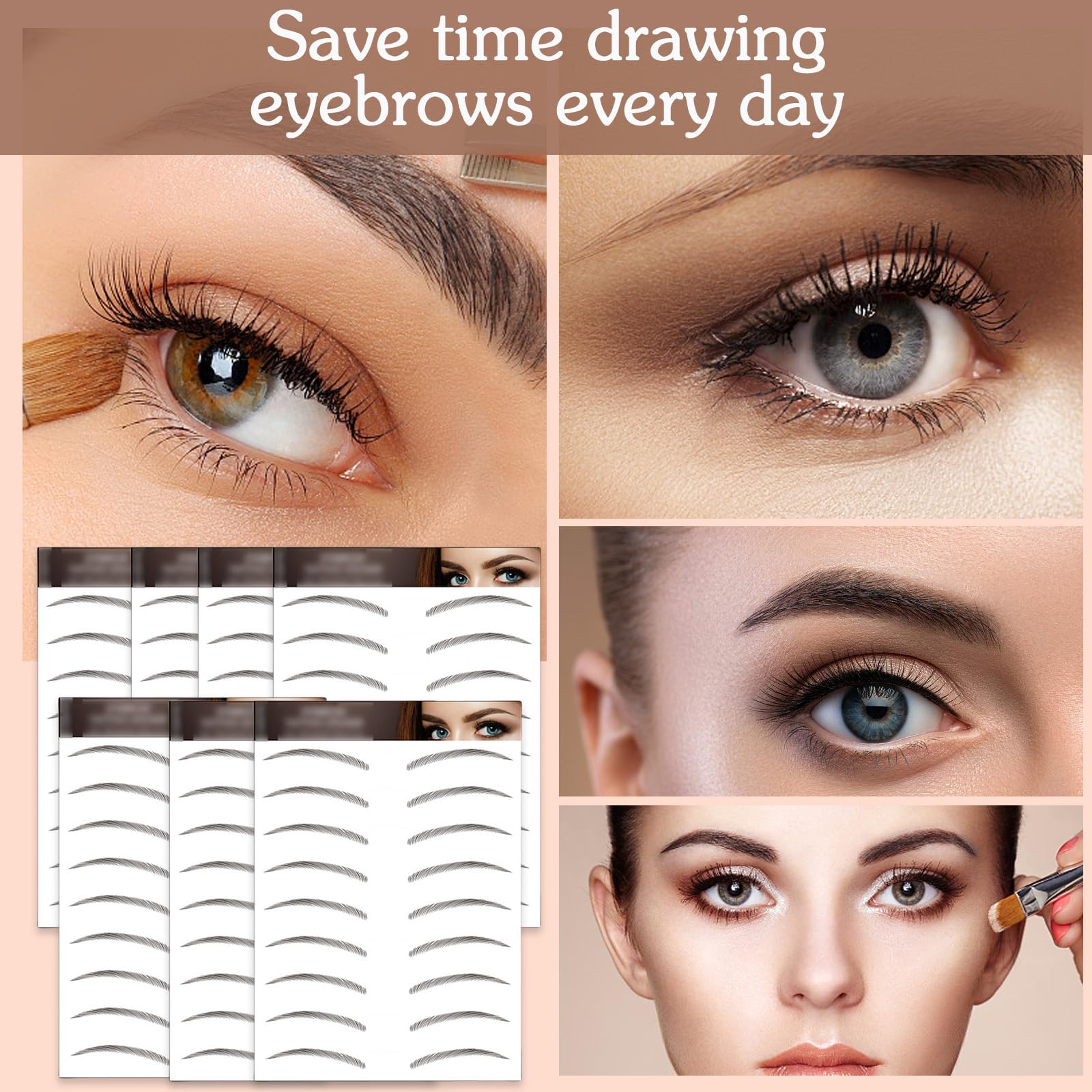 AWAVM 7Sheets/77Pairs 4D Hair-Like Tattoo Stickers Waterproof Natural Fake Eyebrow Stickers,Long Lasting Eyebrow Grooming Shaping Perfect for Women and Girls (Black-15) - Image 3