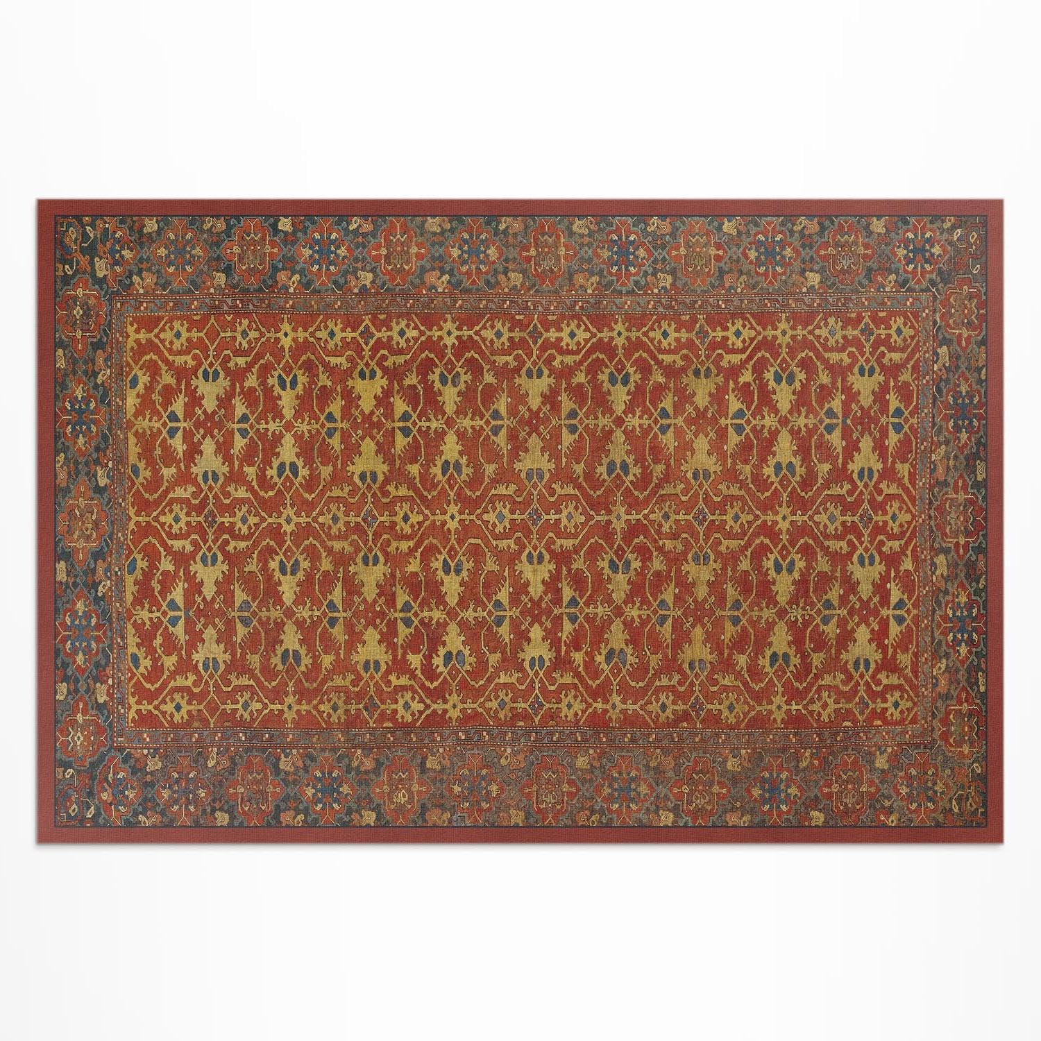 Tapis vinyle extérieur 100x150 rouge et bleu pour balcon rétro et terrasse conviviale