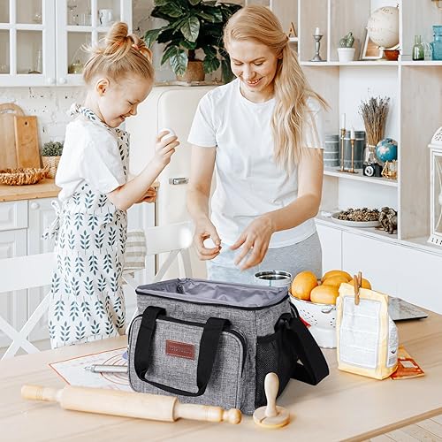 Miniatura 7 de Lonchera reutilizable aislada para mujereshombres, bolsa de almuerzo a prueba de fugas con correa ajustable para el hombro, bolsillo frontal con