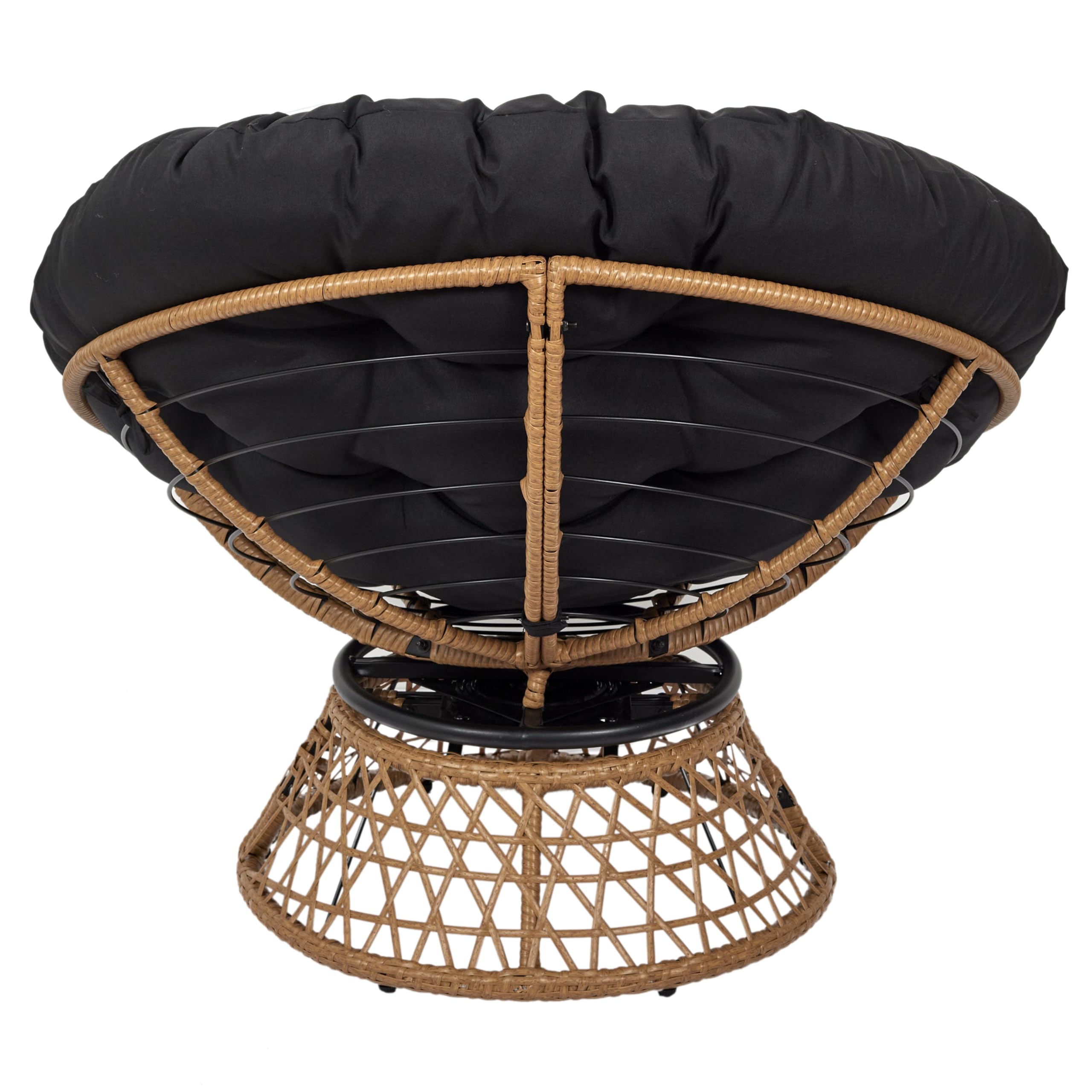 HOME DECO FACTORY, Poltrona girevole per esterni, sedia Relax rotonda, 1 posto girevole a 360°, cuscino spesso grande comfort incluso, mobili da giardino per amenagement balcone, terrazza salotto da