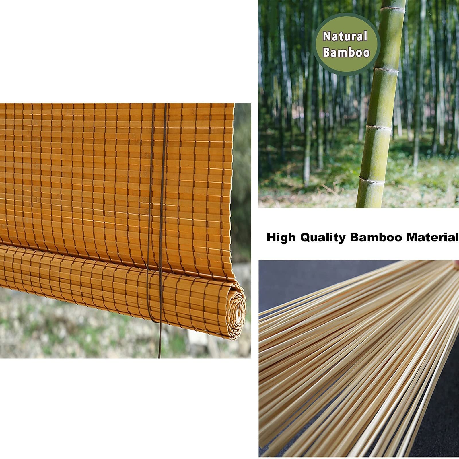 MBROS Tende avvolgibili in bambù da Giardino 50-150 cm di Larghezza, Tende avvolgibili filtranti per la Privacy, per Tende divisorie per Bar, Soggiorno, Balcone, Naturale