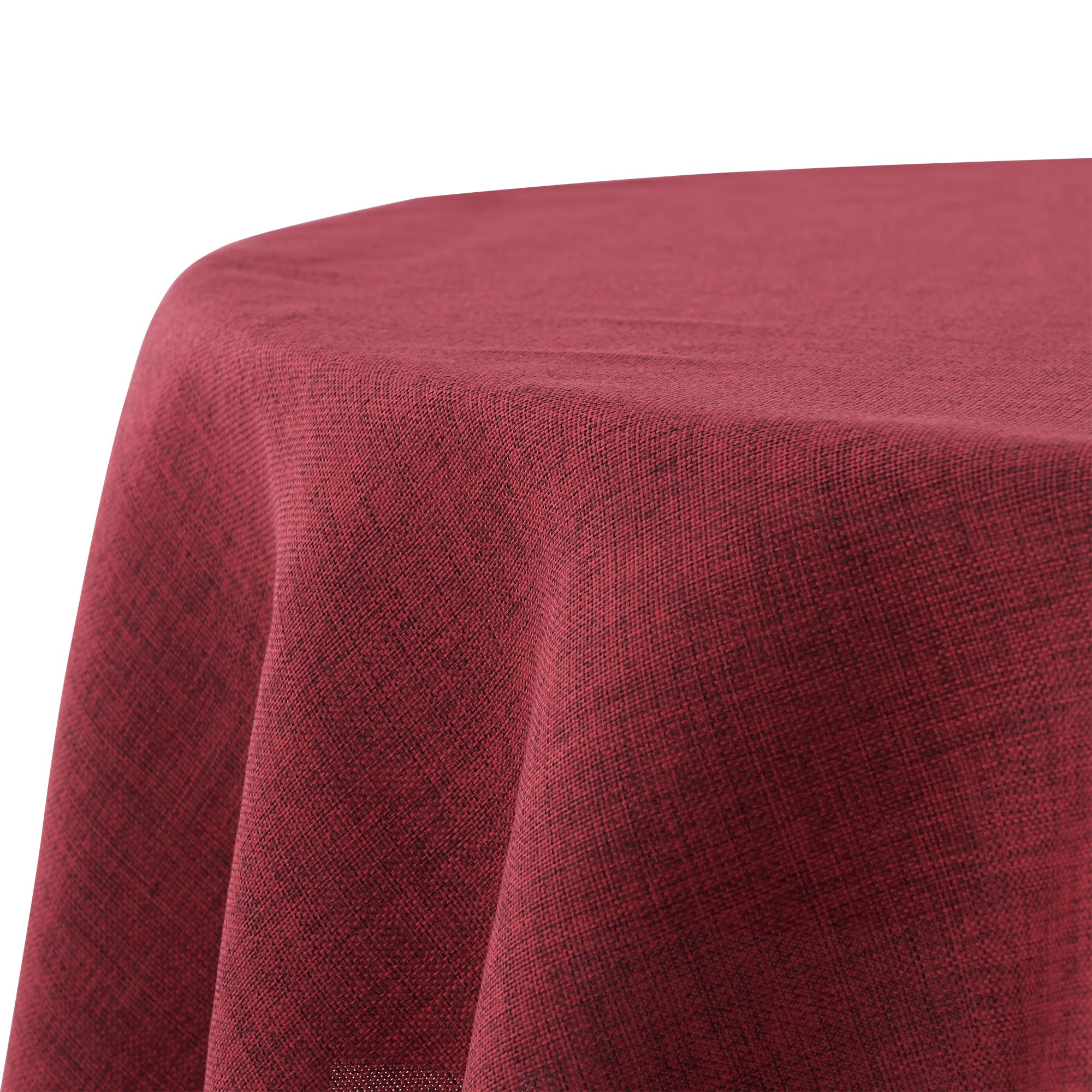 Decomira Mantel de Mesa Redondo Aspecto Lino - Repelente al Agua, Antimanchas, Lavable - como Mantel de Jardín o para Mesa de Comedor - Rojo - 160 cm Redondo