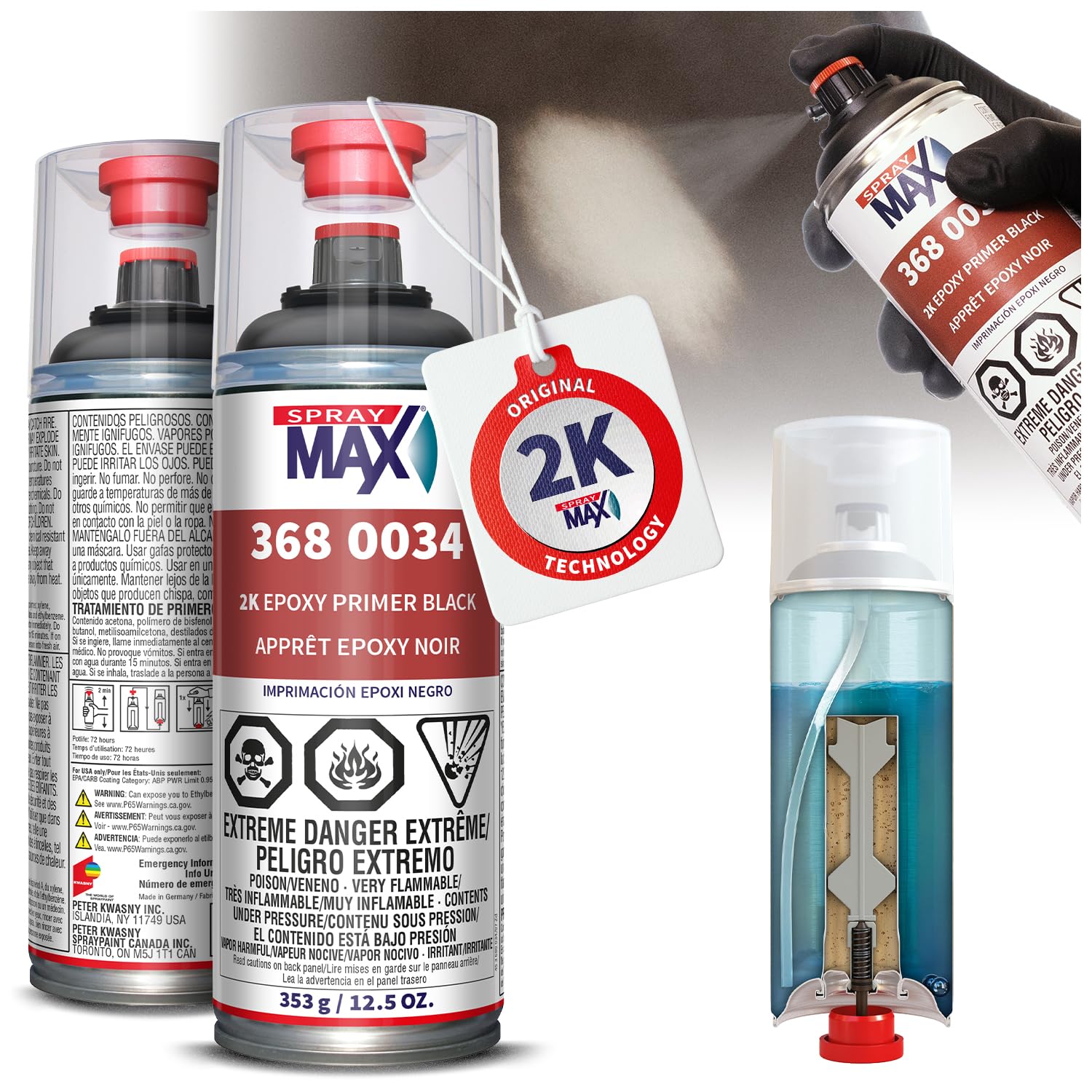 Spray max 2K Activated EPOXY Primer Black 3680034