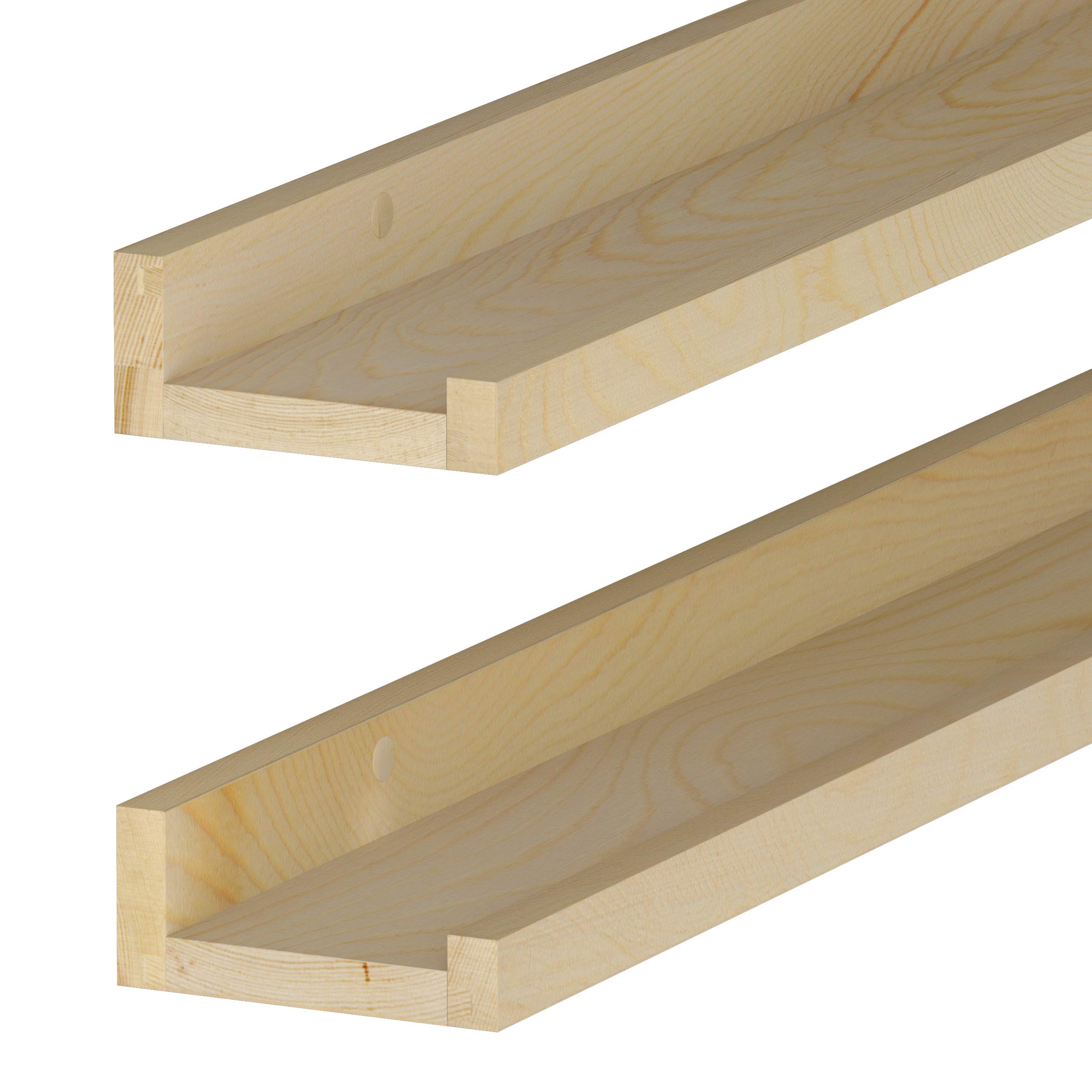 Wallniture Denver 36" Wall Bookshelf for Kids Room, Wood Floating Shelves for Wall Storage, Natural Picture Ledge Shelf Set of 2