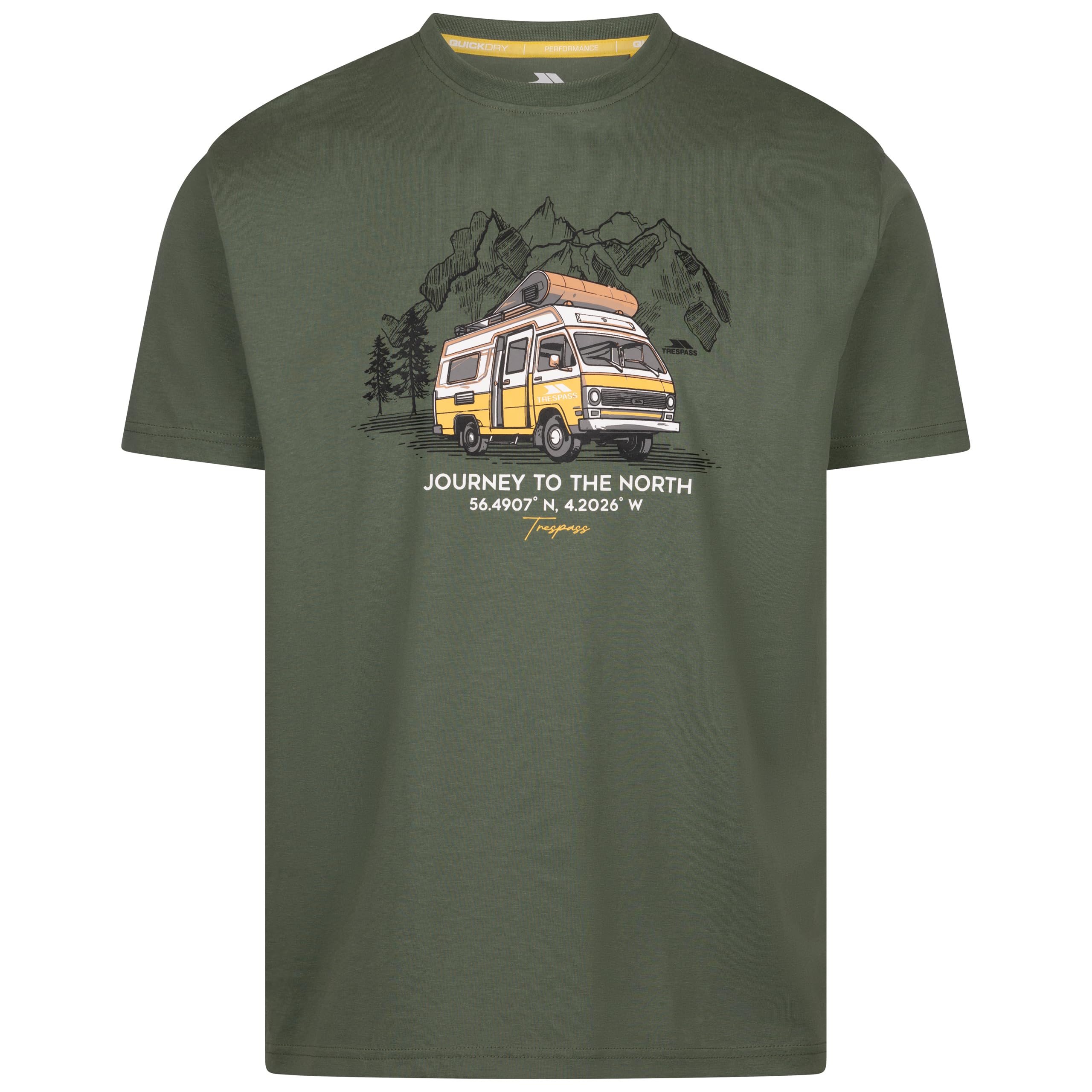 Trespass Men's Green Willow Casual T-Shirt Tokso - Knitted Woven Casual Top For 180Gsm Cotton-Poly Blend Crew Neck T-Shirt, Tshirt With Printed Decal On Chest
