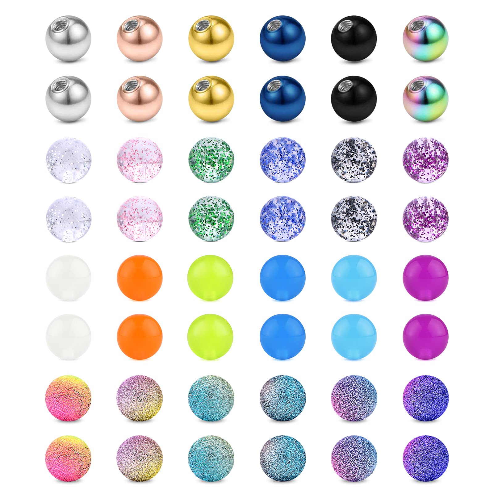Briana WilliamsBola 5mm Piercing Perforadoras de Repuesto 14G 5mm Acero Quirúrgico Acrílico Bolas Piercing Lengua Ombligo