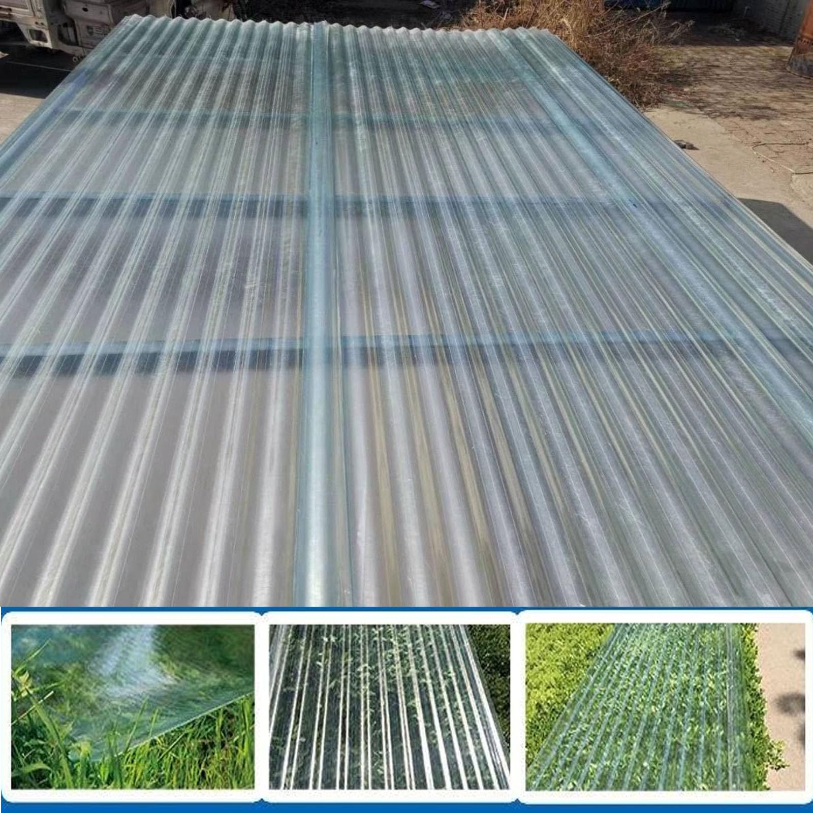 1.5mm Hojas De Techo Corrugado,2/4/5/8/10/13/15/20pcs Panel Para Tejado Transparente,Placa De Iluminación Natural De Fibra De Vidrio,Chapa Ondulada Para Invernaderos (0.9×1.1m,4pcs)