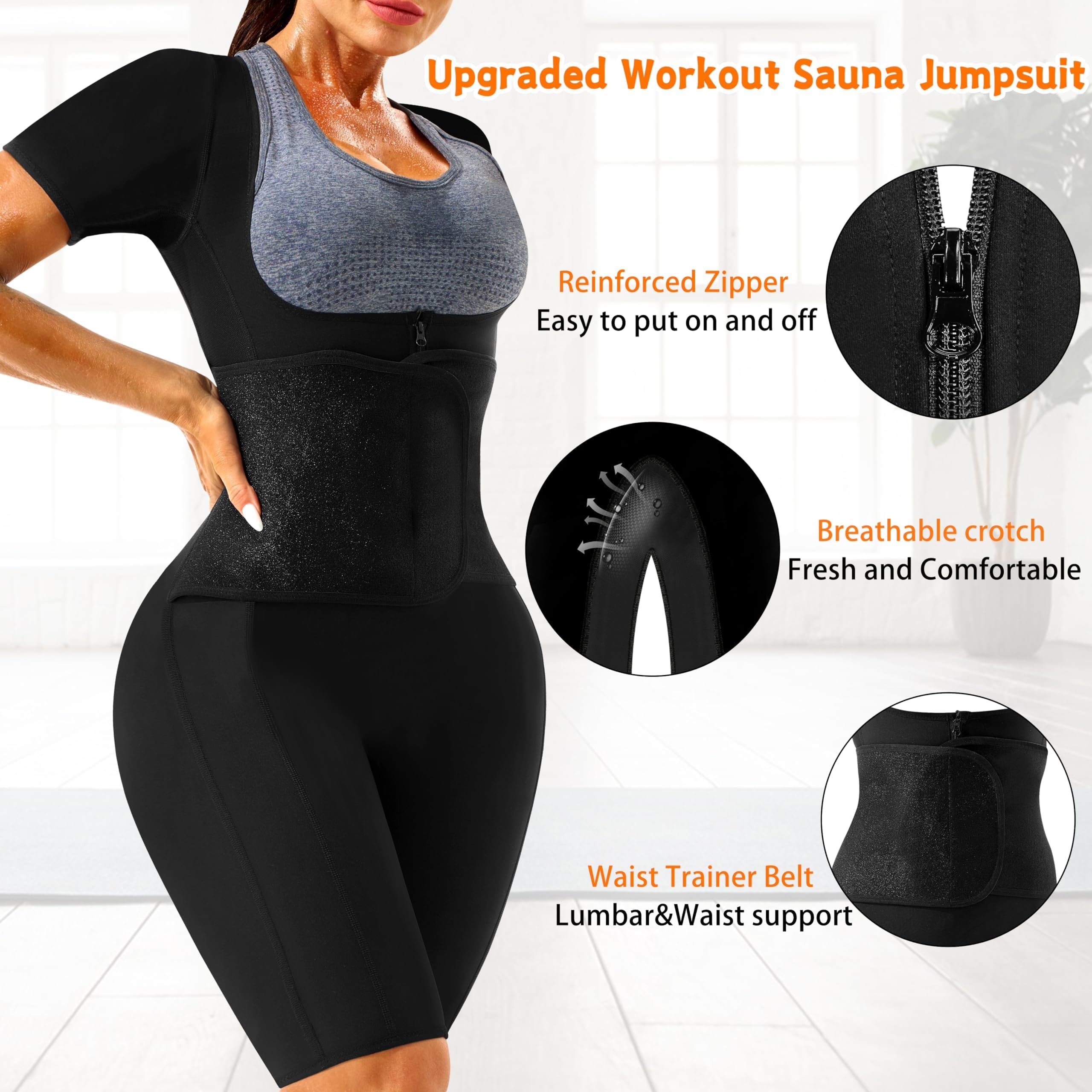 Tuta da sauna dimagrante 4 in 1 per donna modellante corpo con pantaloncini
