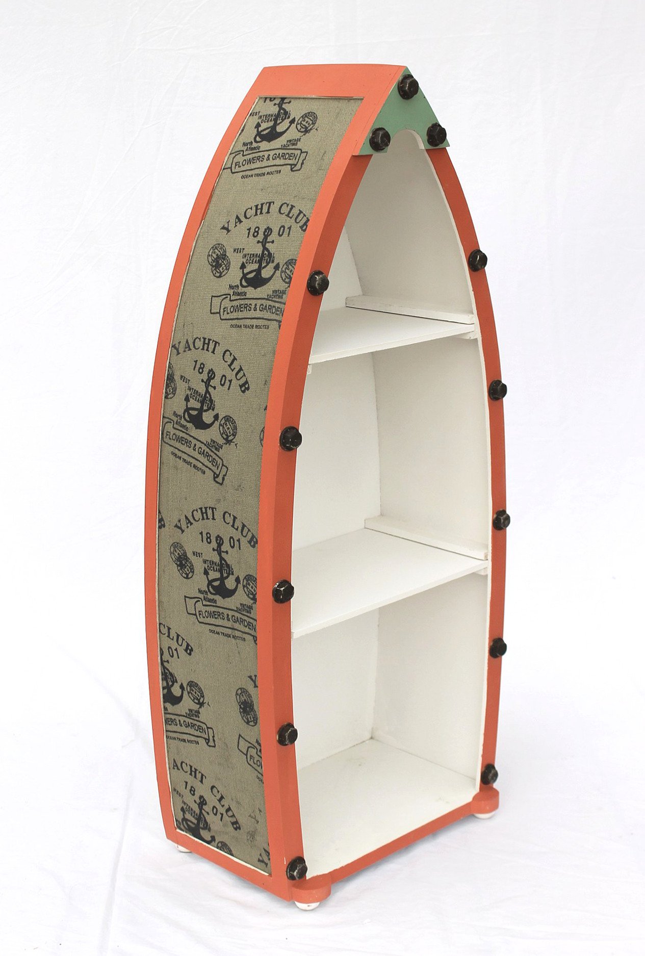 DanDiBo Estantería en forma de barco de madera 15A055 M, 96 cm, marítimo, estantería de barco, estantería de baño, color marrón