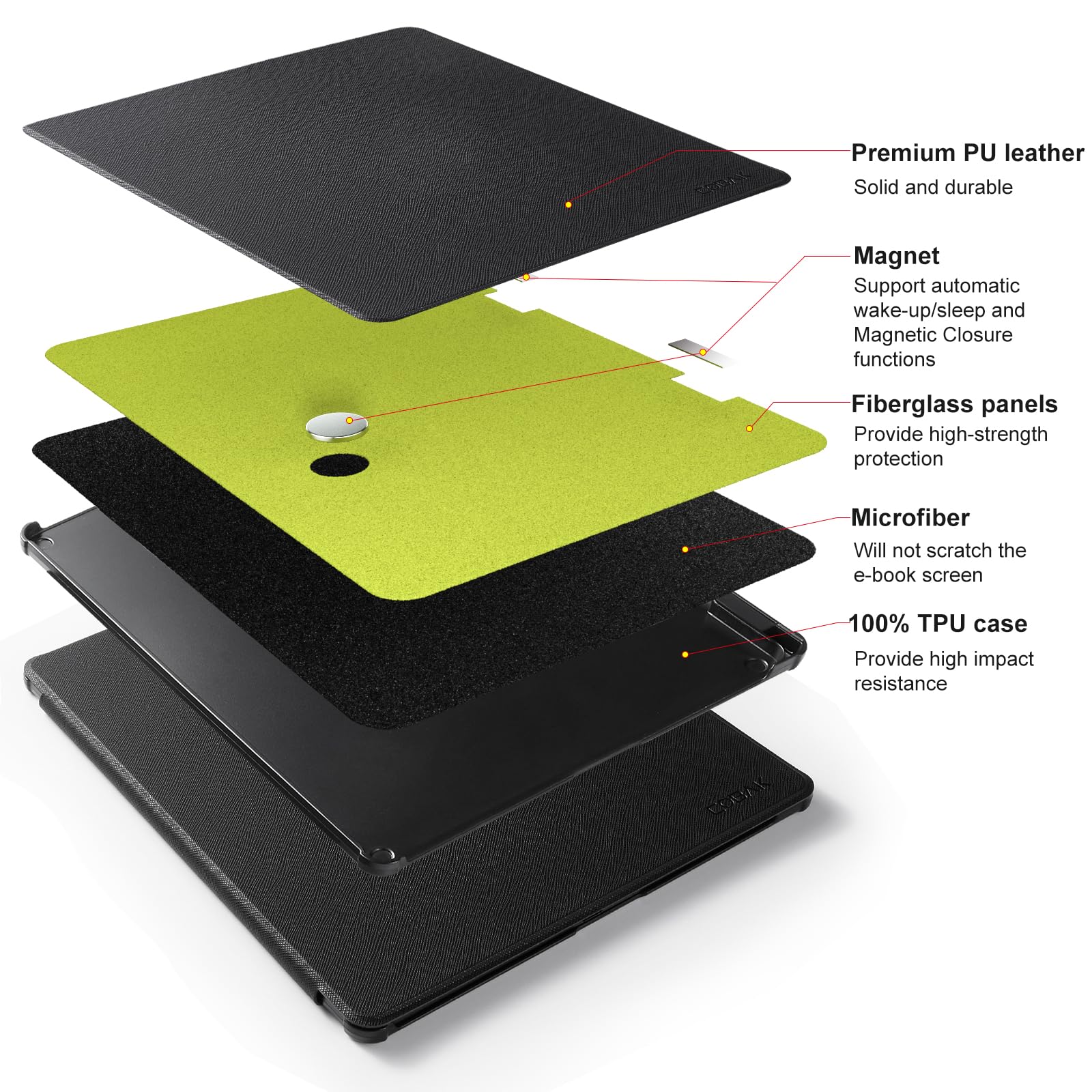 CoBak Housse pour Kindle Scribe 3e génération 2025 11 Pouces et Colorsoft - Nouvelle Housse en Cuir synthétique PU avec Fonction Veille et réveil Automatique et Porte-Stylo
