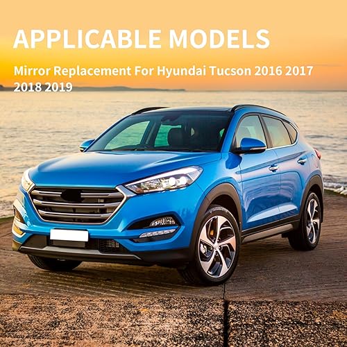 Miniatura 6 de LOIYLLEN Espejo lateral del conductor de repuesto para Hyundai Tucson 2016 2017 2018 2019  Espejo lateral izquierdo, espejo retrovisor de vidrio con