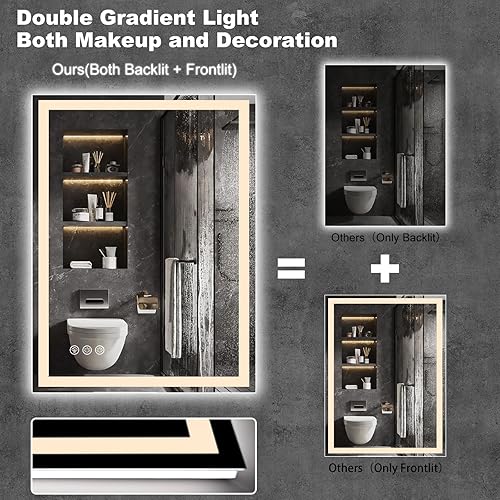 Miniatura 8 de Moonee Led Mirror for Bathroom, 24 X 32 Bathroom Mirror with Lights Dimmable &amp; Anti-Fog, Smart Lighted Mirrors for Bathroom Wall with Frontlit,IP54,