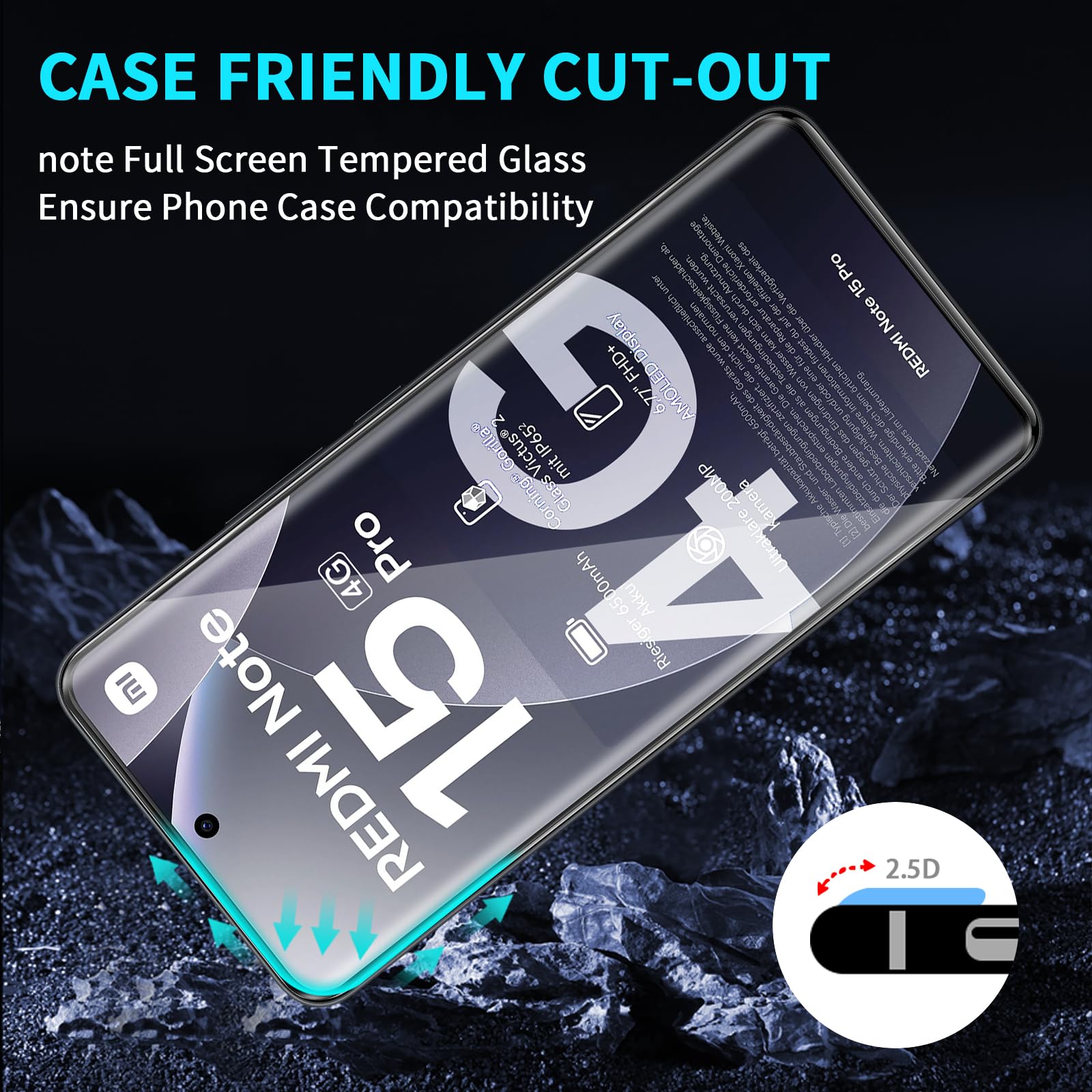 Lutree per Xiaomi Redmi Note 15 Pro 4G Vetro Temperato, 2+2 Pezzi 3D Pellicola Protettiva + Pellicola Fotocamera, HD Durezza 9H Vetro Protettivo, Senza Bolle Anti-Graffio Protezione Schermo