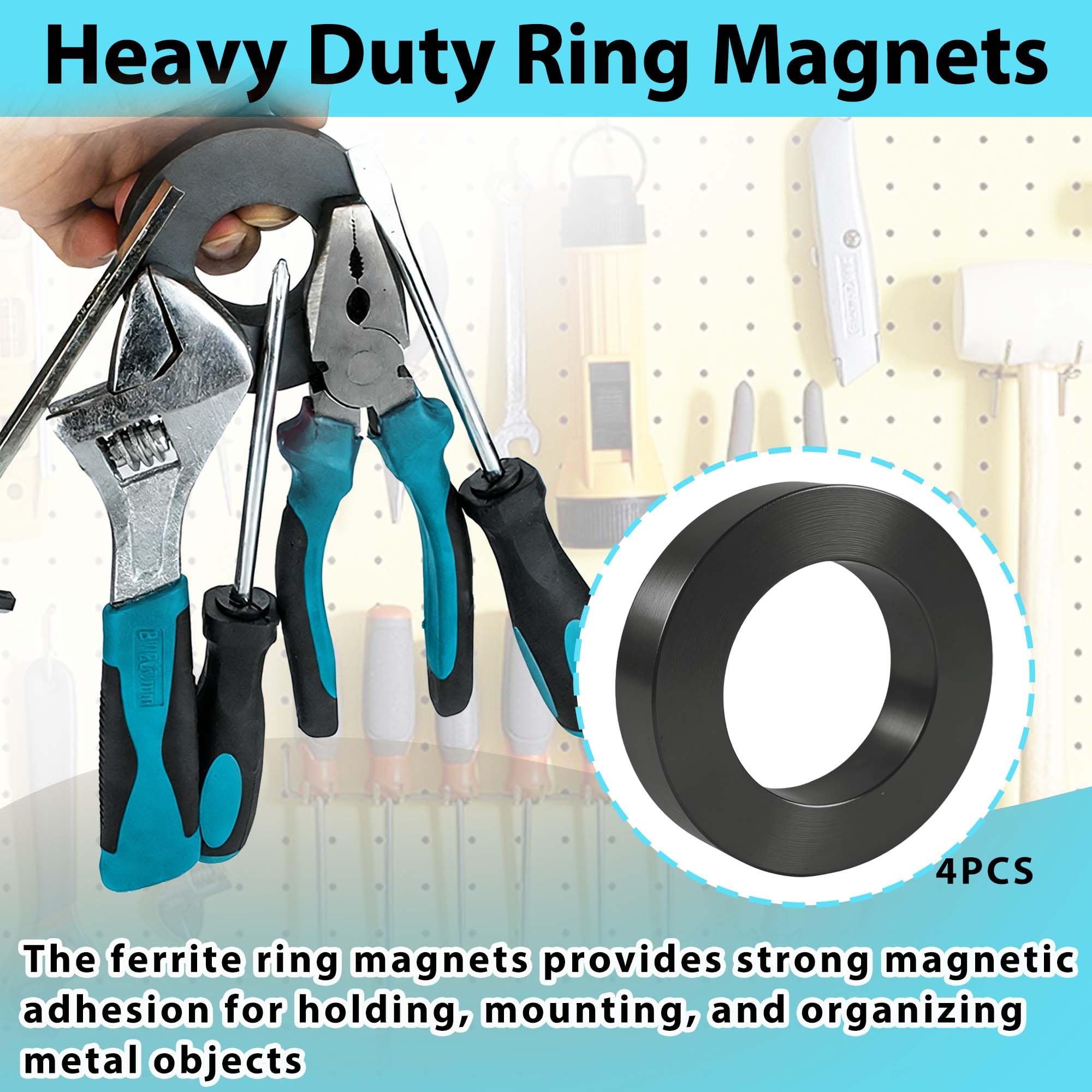 4-Pack Ferrite Ring Magnet,2.35 x 1.25 x 0.39 Inch,Ceramic Donut with Hole — Amazon image 2