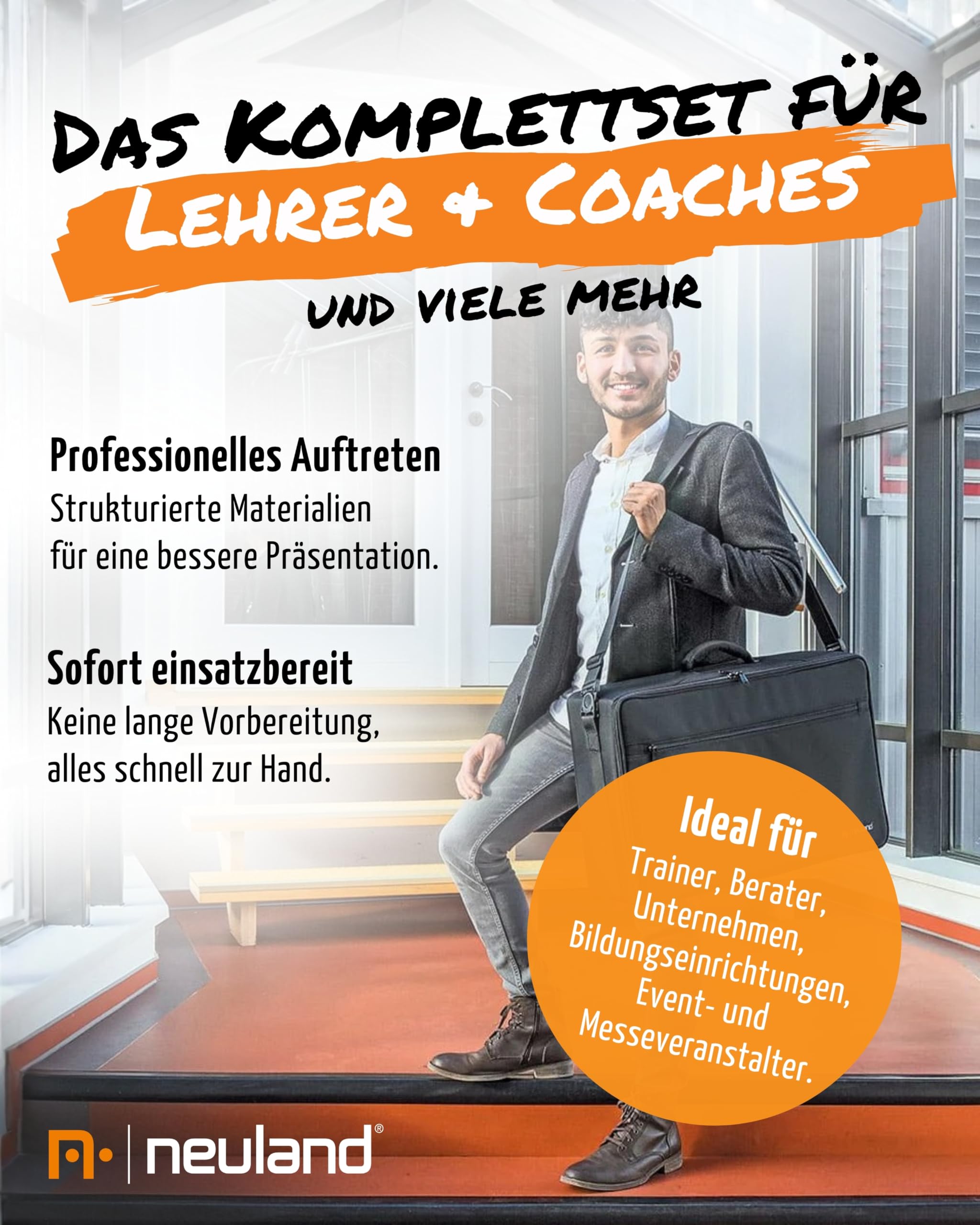 Neuland WorkshopKoffer Novario® XL Pin-It Basic I Moderationskoffer mit Inhalt I 1250 Moderationskarten, 24 Flipchart Markern & Aufbewahrungsboxen I Koffer inkl. Flipchart Zubehör