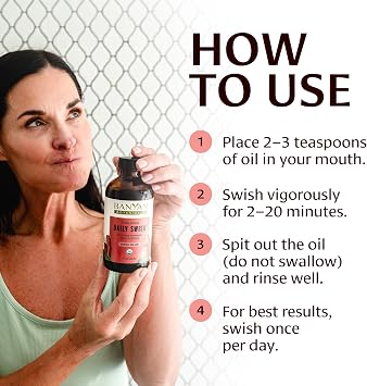 Banyan Botanicals Cinnamon Daily Swish Organic Ayurvedic Pulling Oil with Coconut Oil Mouthwash for Fresh Breath and Sparkling Oral Health* 2 oz Non GMO Sustainably Sourced Vegan
