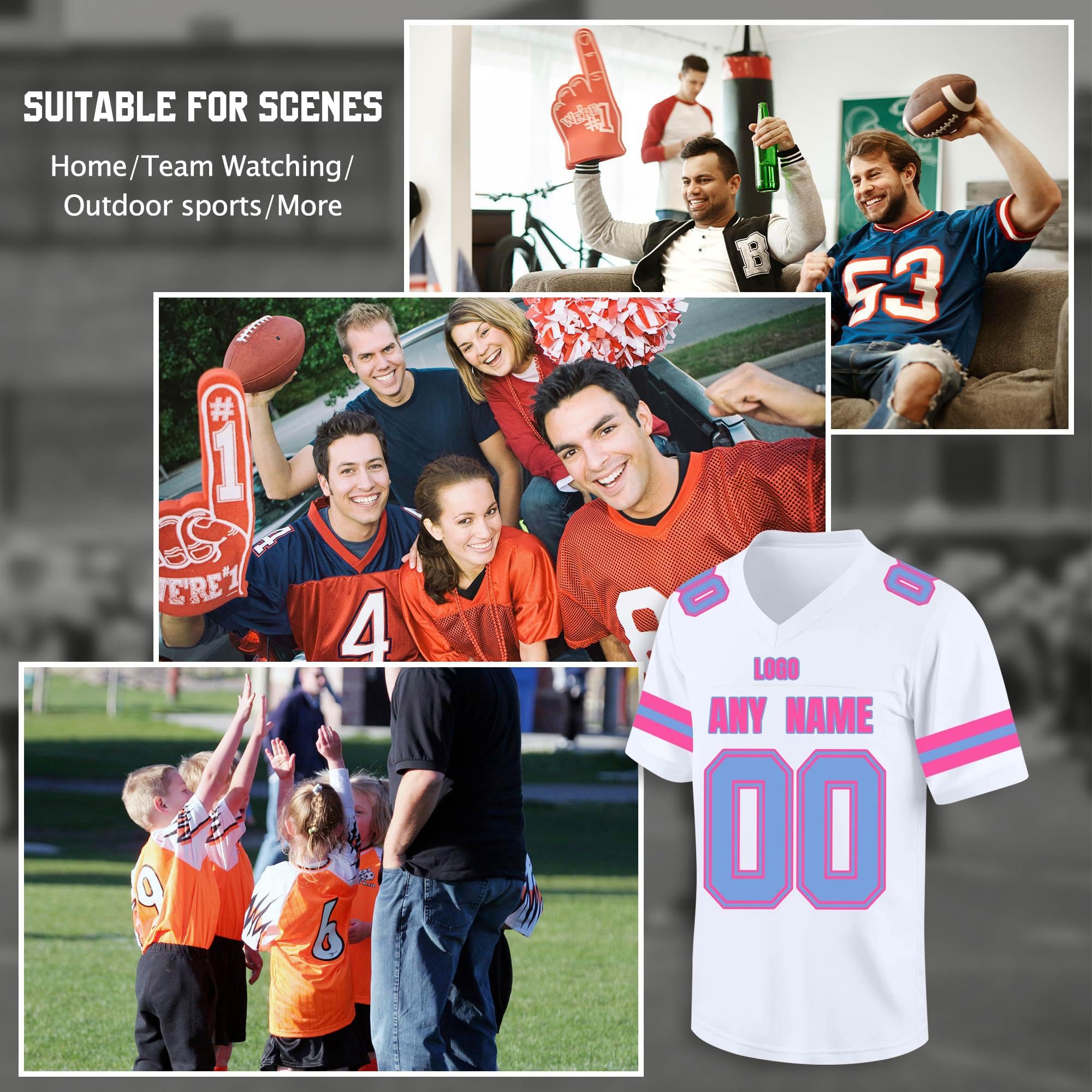 Magliette Personalizzate, Maglie da Uomo Donna Bambini, Maglie da Football Americano - Stampa Opzionale di Nome e Numero - Adatte per Adulti e Bambini