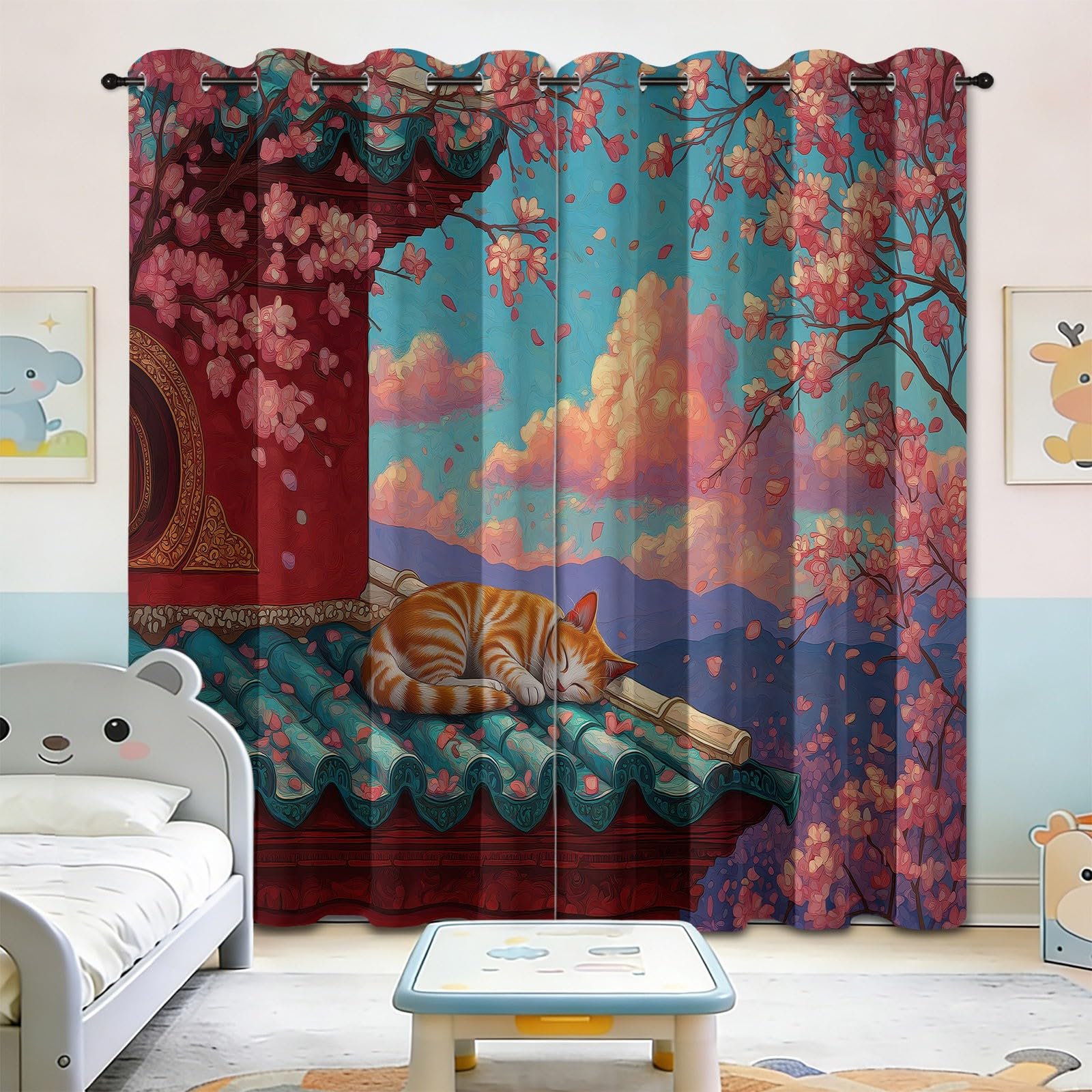 Cortina térmica con ojales, lote de 2 117 x 138 cm, multicolor