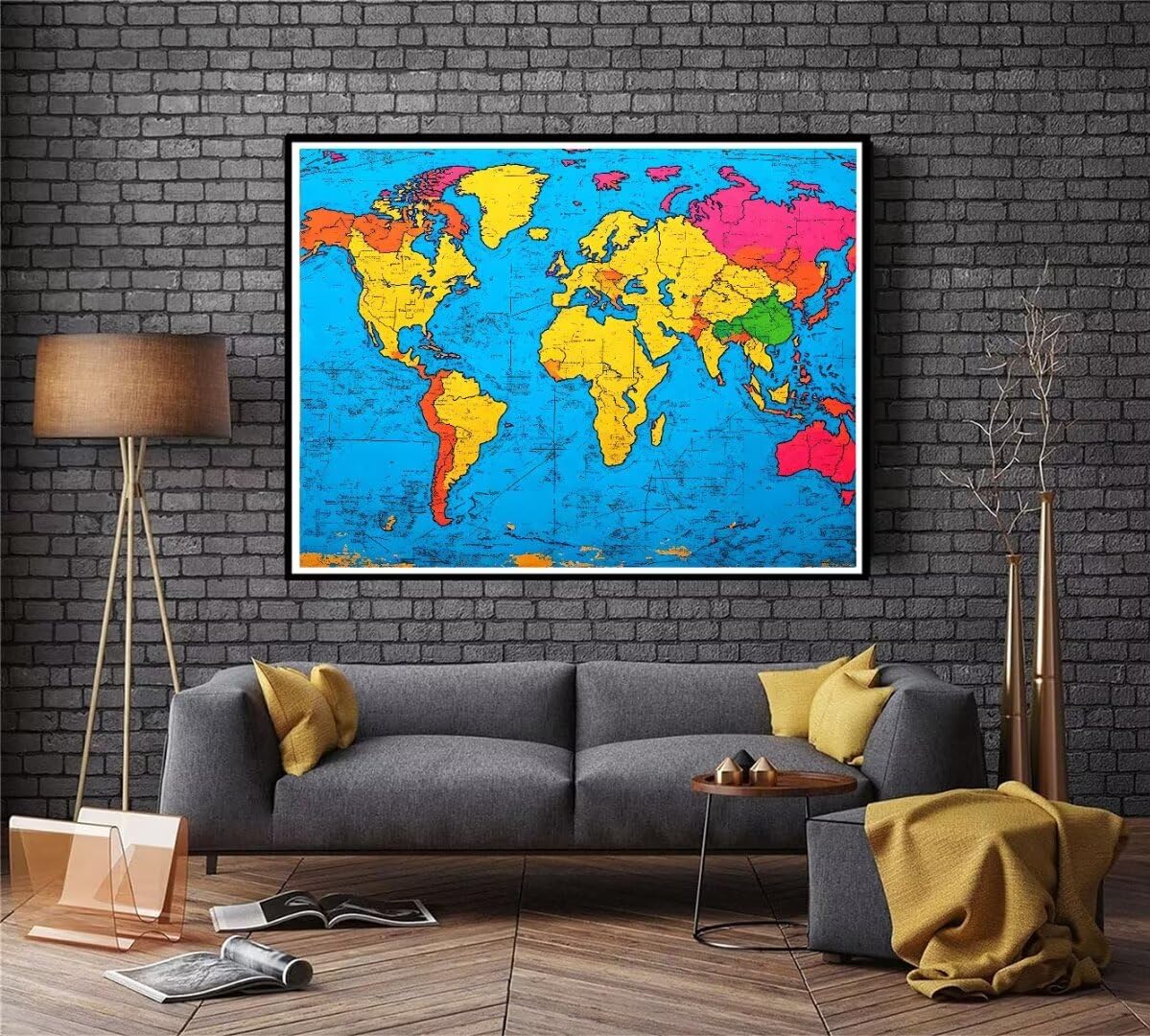 5D Diamond Art Painting Kit, Diamond Painting Mappa del mondo a colori Pittura Diamante per Bambini, DIY Hobby Creativi Adulti Diamantini Crystal Art Painting, Decorazioni Casa 80x120cm P-358