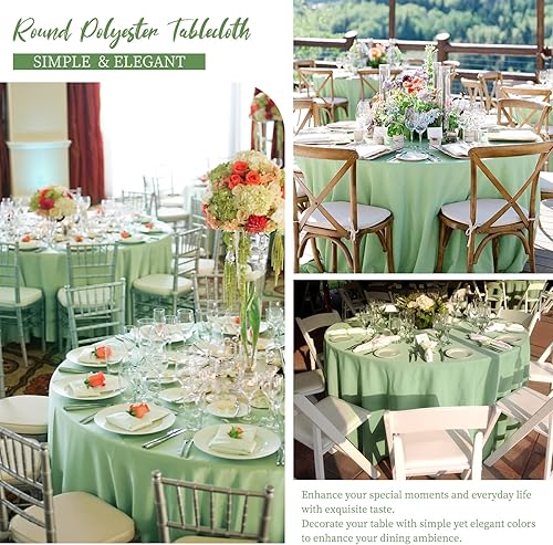 Miniatura 148 de Paquete de 4 manteles redondos blancos de 120 pulgadas – Mantel circular de poliéster para mesa redonda, resistente a las manchas y a las arrugas