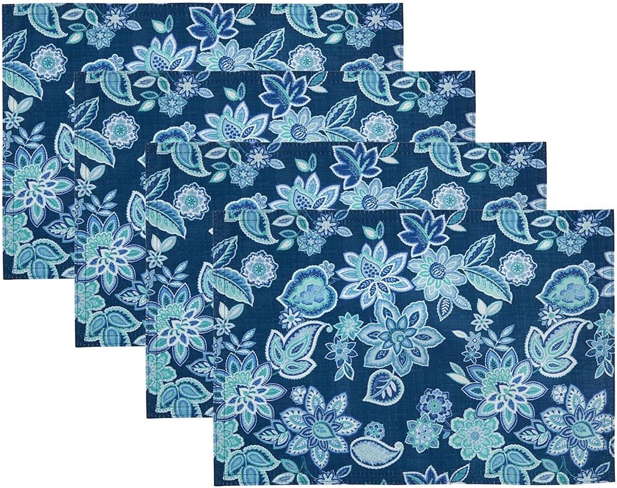 Waverly Charismatic Blue Floral Fabric Placemats (Set of 4
