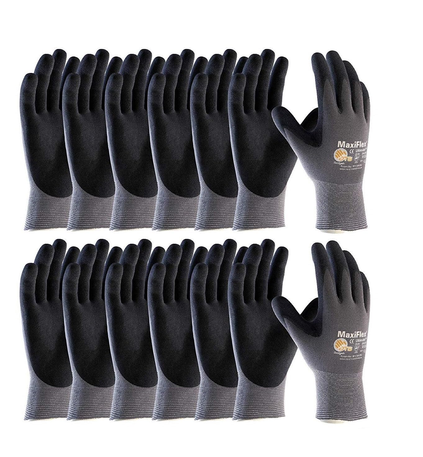 MaxiFlex Safety Work Gloves 34-874 Nitrile Micro-Foam Grip Palm & Fingers - Excellent grip and abrasion resistance