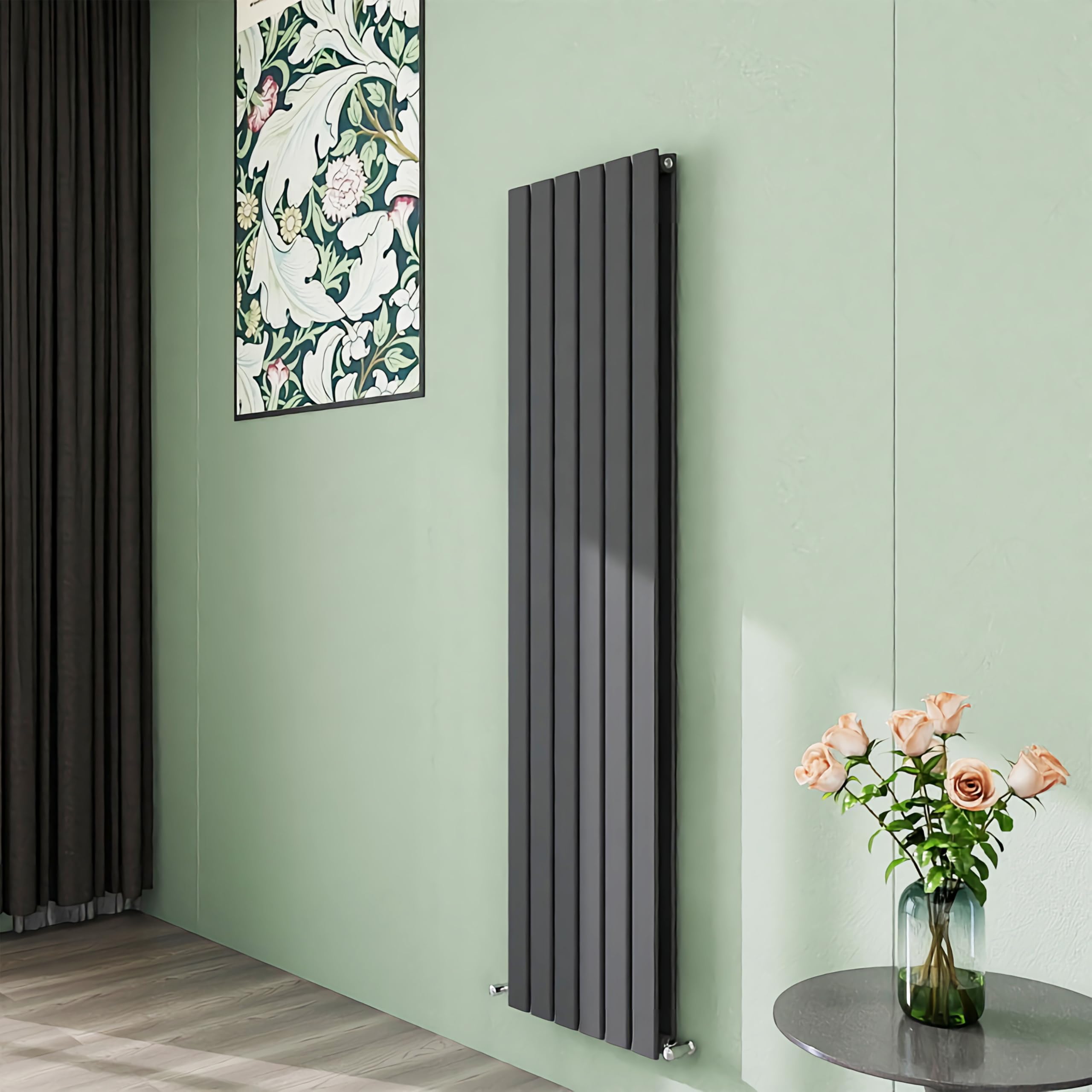 Simple Bathroom 1600×408mm Vertical Panel Designer Radiator Anthracite Double Flat Panel Central Heating Radiators