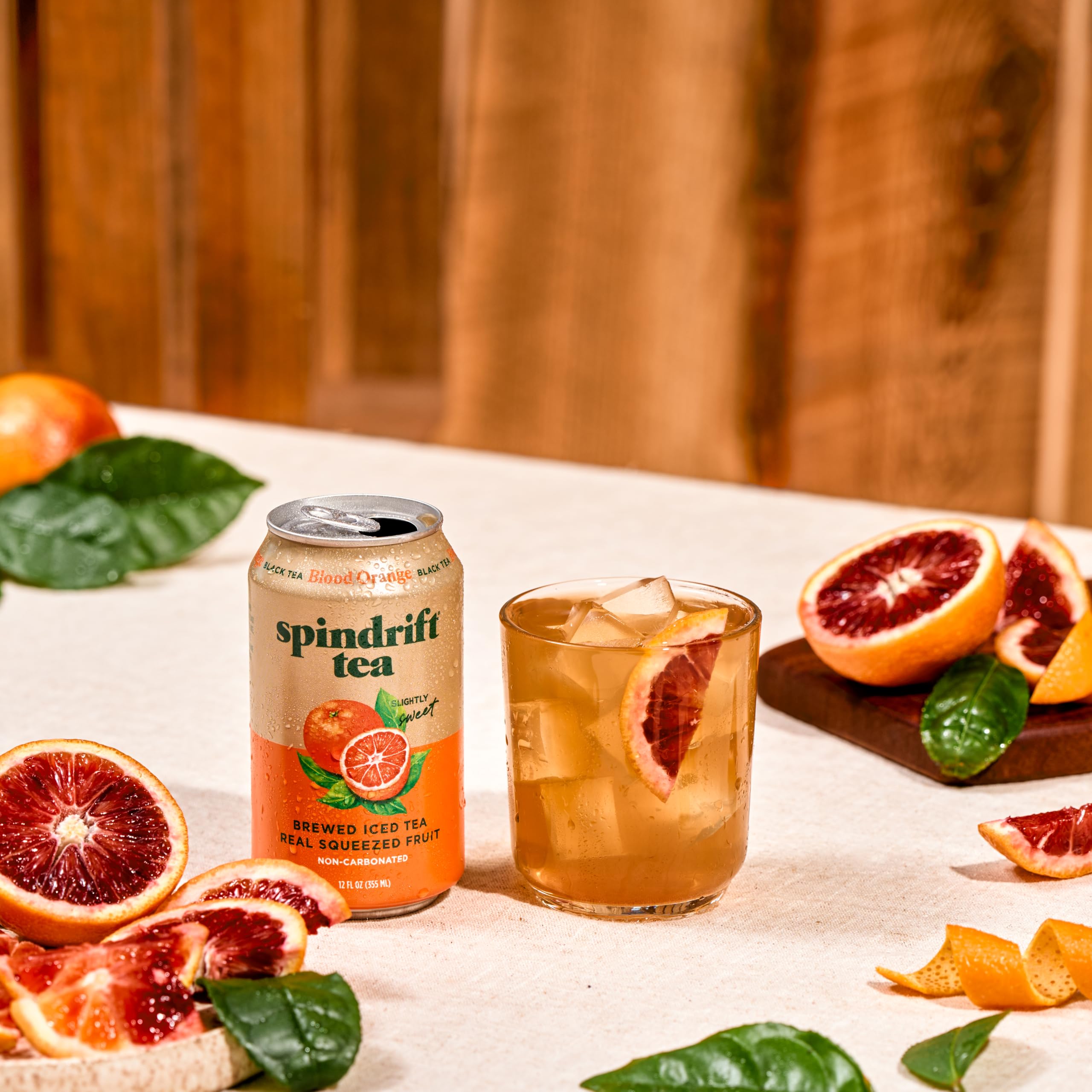 Spindrift Brewed Iced Tea, Blood Orange Black Tea, Made with Real Squeezed Fruit, No Carbonation, 12 Fl Oz Cans, Pack of 12 (Only 27 Calories per Can)