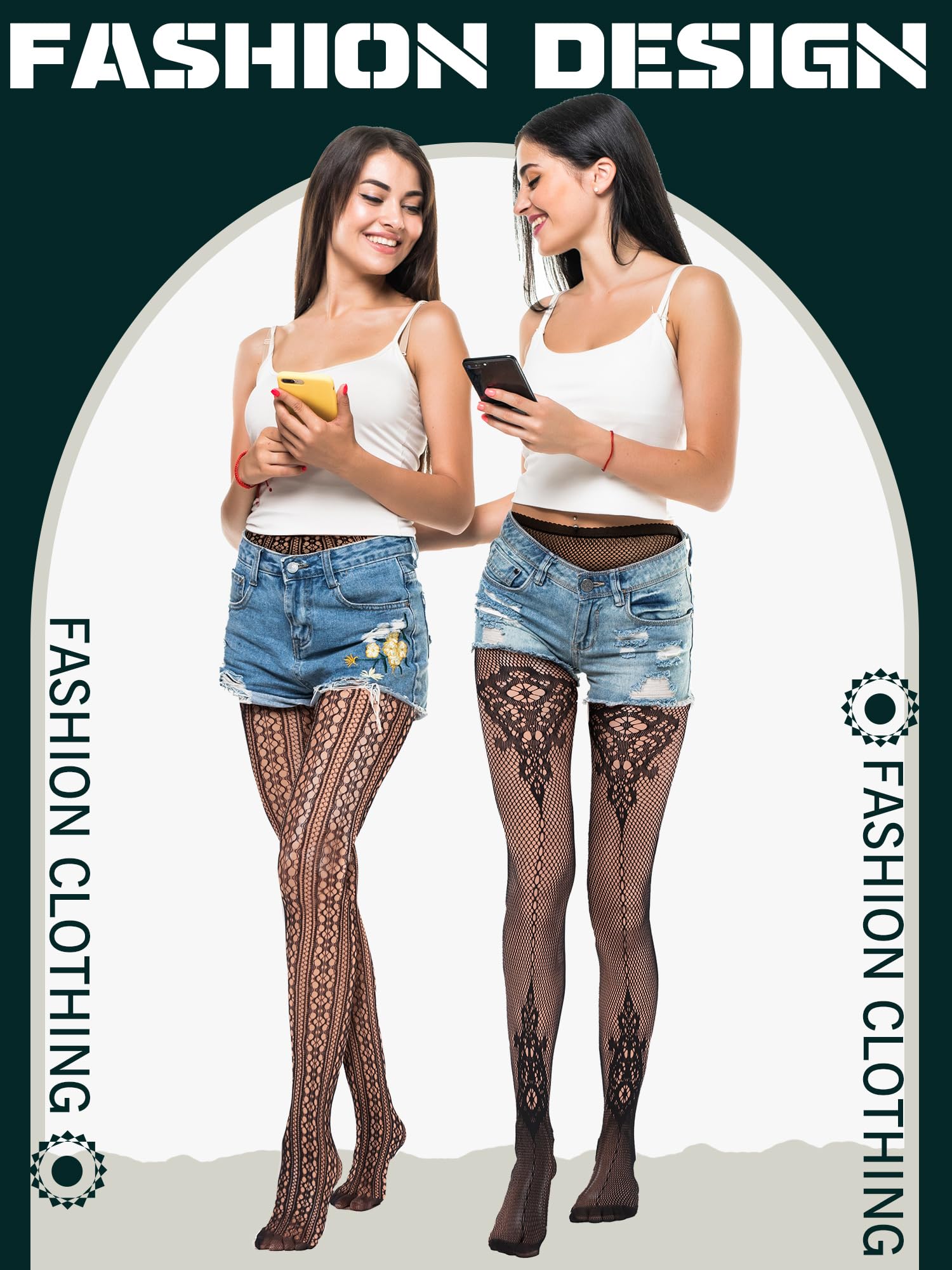 Skylety 6 Pairs Women Plus Size Fishnet Suspender Pantyhose Thigh High Stocking Garter Belt Lingerie Tights for Women S-XXXL