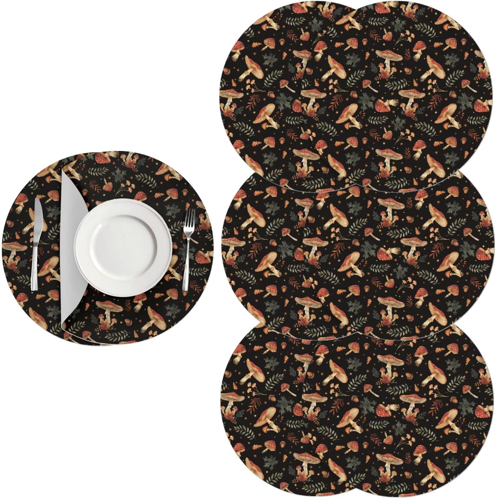 Generic Hawaiian Coconut Tree Table Placemats Set of 6 Faux Leather Outdoor Placemats for Round Tables Heat Resistant Table Mats for Dining, Kitchen Tables — image 1