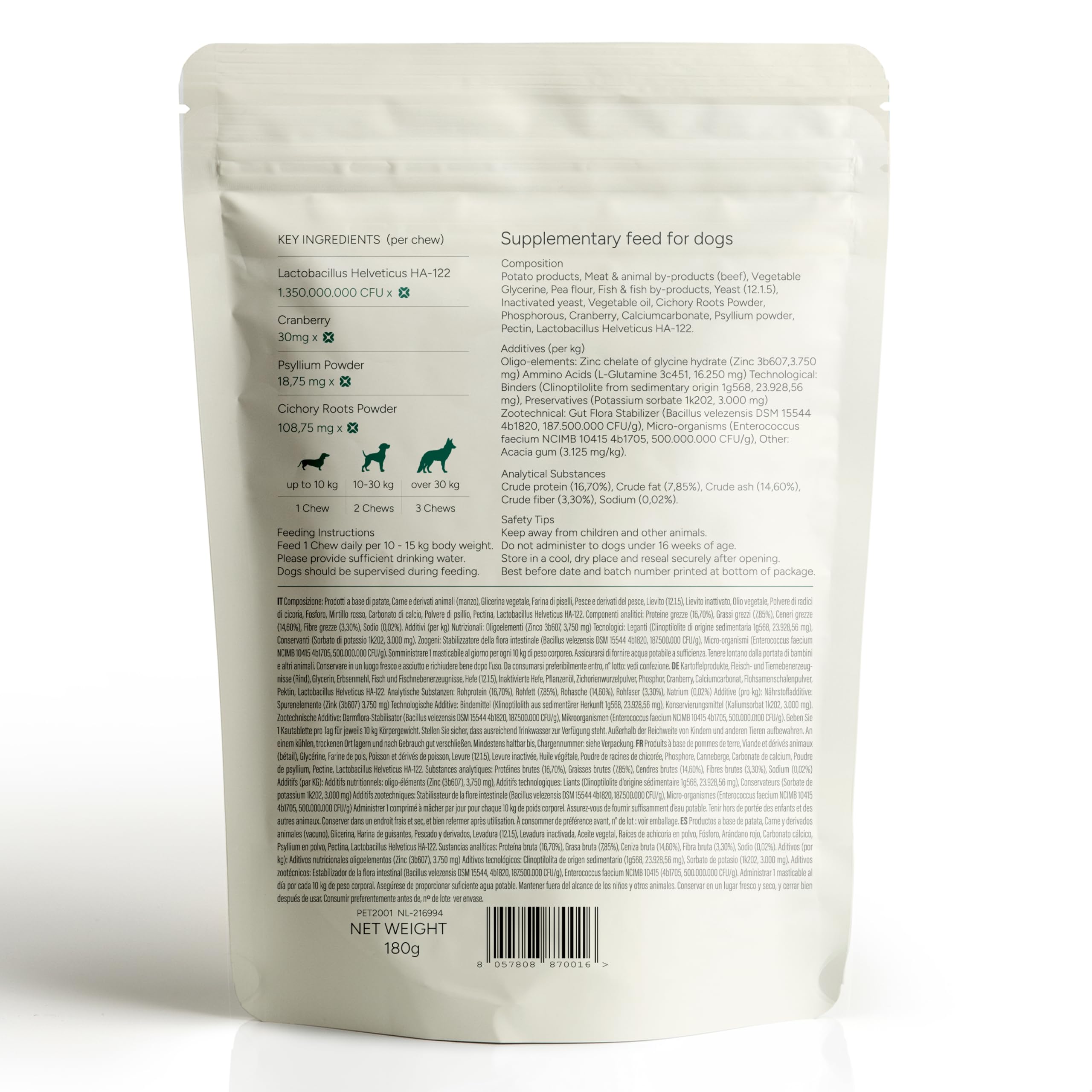 Probiotiques Chien, Complément Naturel pour la Santé Intestinale, Soutien Digestif et Immunitaire, Soulagement des Allergies Toutes Races (60 Chews)