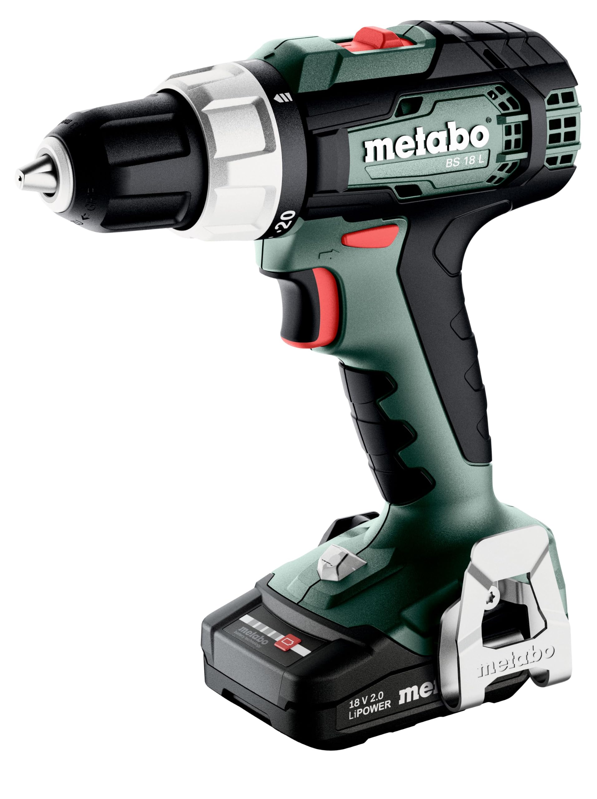 Metabo BS 614051710 Perceuse-visseuse sans fil 18 L avec batterie et coffret en plastique (2 batteries LiPOWER 18 V 2 Ah, diamètre de perçage 13 mm/36 mm, poids 1,6 kg)