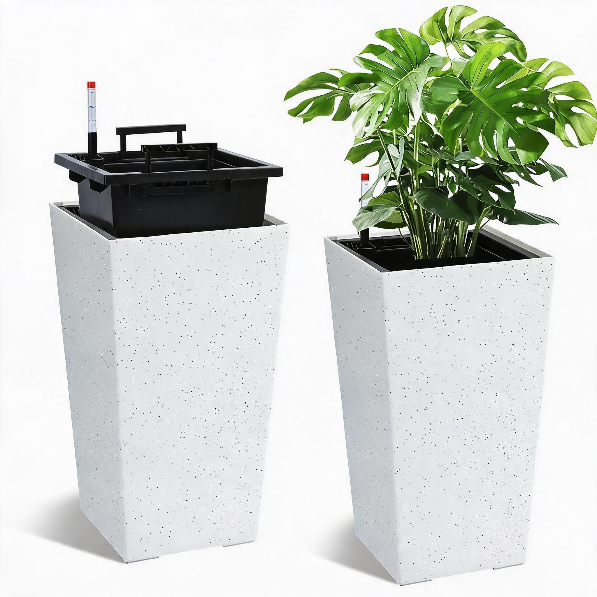 Pots de fleurs de 55 cm à arrosage automatique intérieur extérieur lot de 2