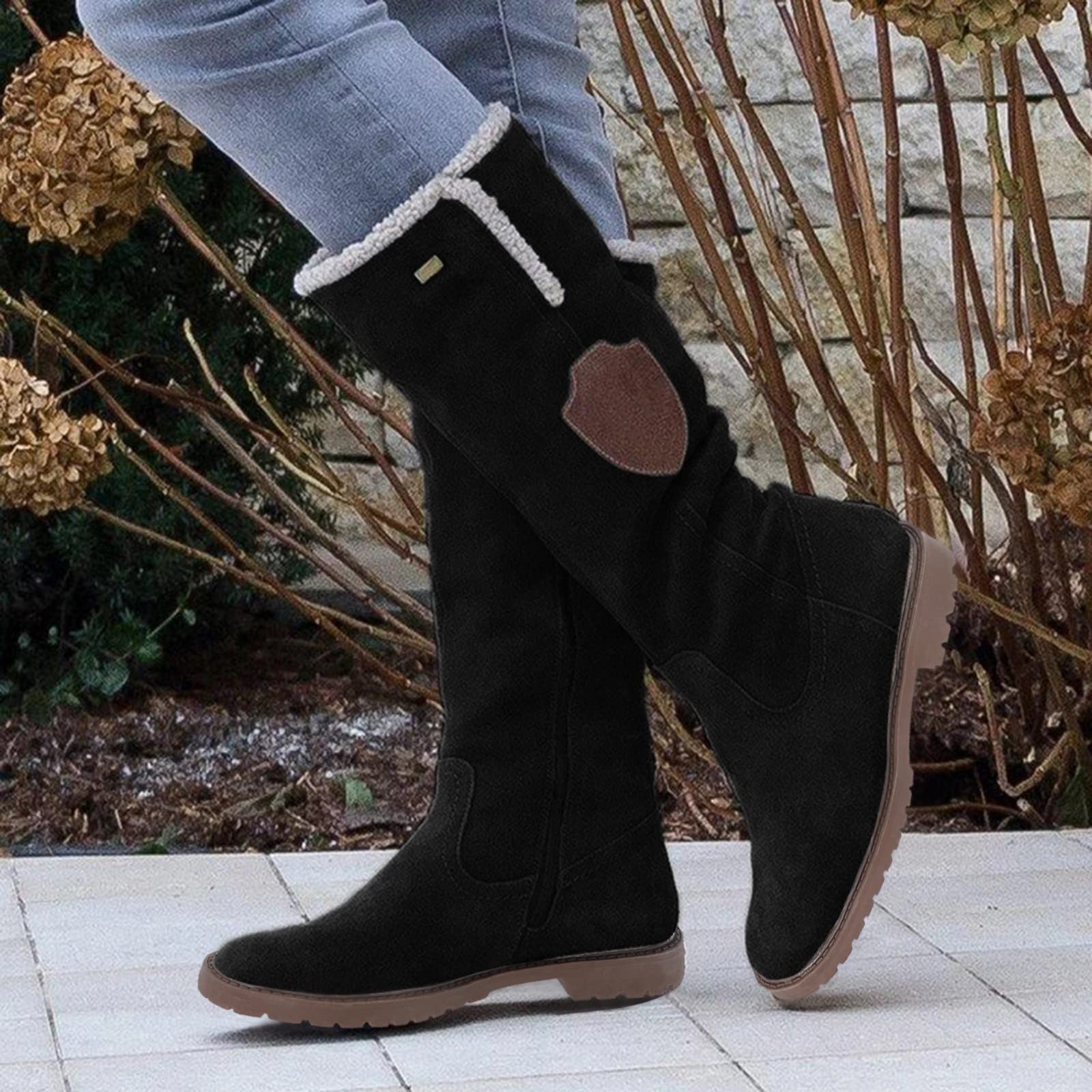 Bottes en Caoutchouc pour Femmes - Bottes Habillées pour Femme Mode Hiver Femme Bottes de Neige Sécurité au Travail Formateurs Bottes Bottes Hiver Fourré avec Doublure Chaud Fourrure Pas Cher