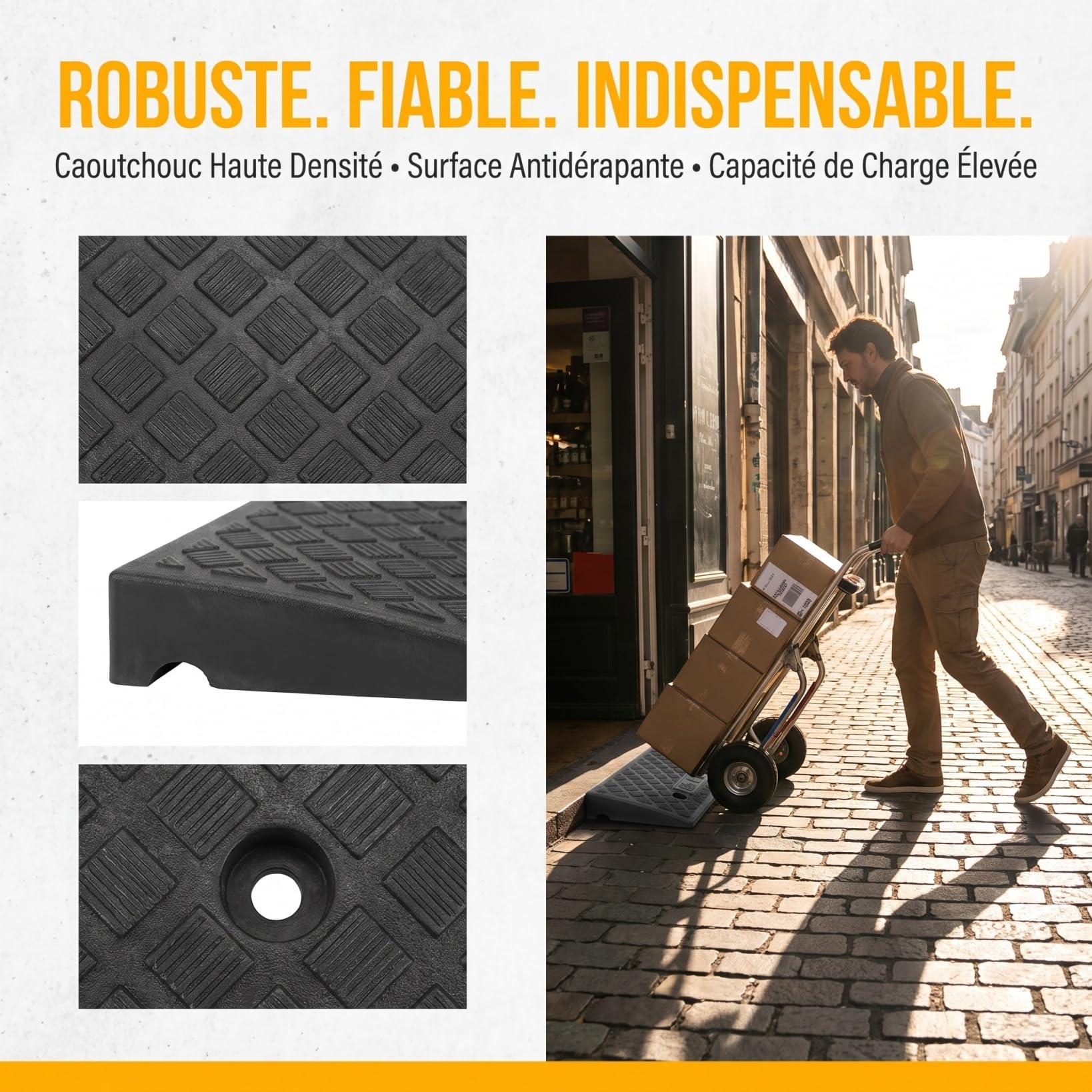 Toyvian Rampe D'accès en Caoutchouc Antidérapante pour Voiture, Rampe de Seuil 6 Cm de Hauteur, Robuste et Légère, Adaptée aux Entrées et Trottoirs, Usage Automobile et Moto