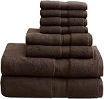 Madison Park Signature 800GSM 100% Cotton Luxury Bathroom Towels,Long Oversized Linen Cotton Bath Towel Set, 8-Piece Include 2 Bath Towels, 2 Hand Towels & 4 Wash Towels, Cream