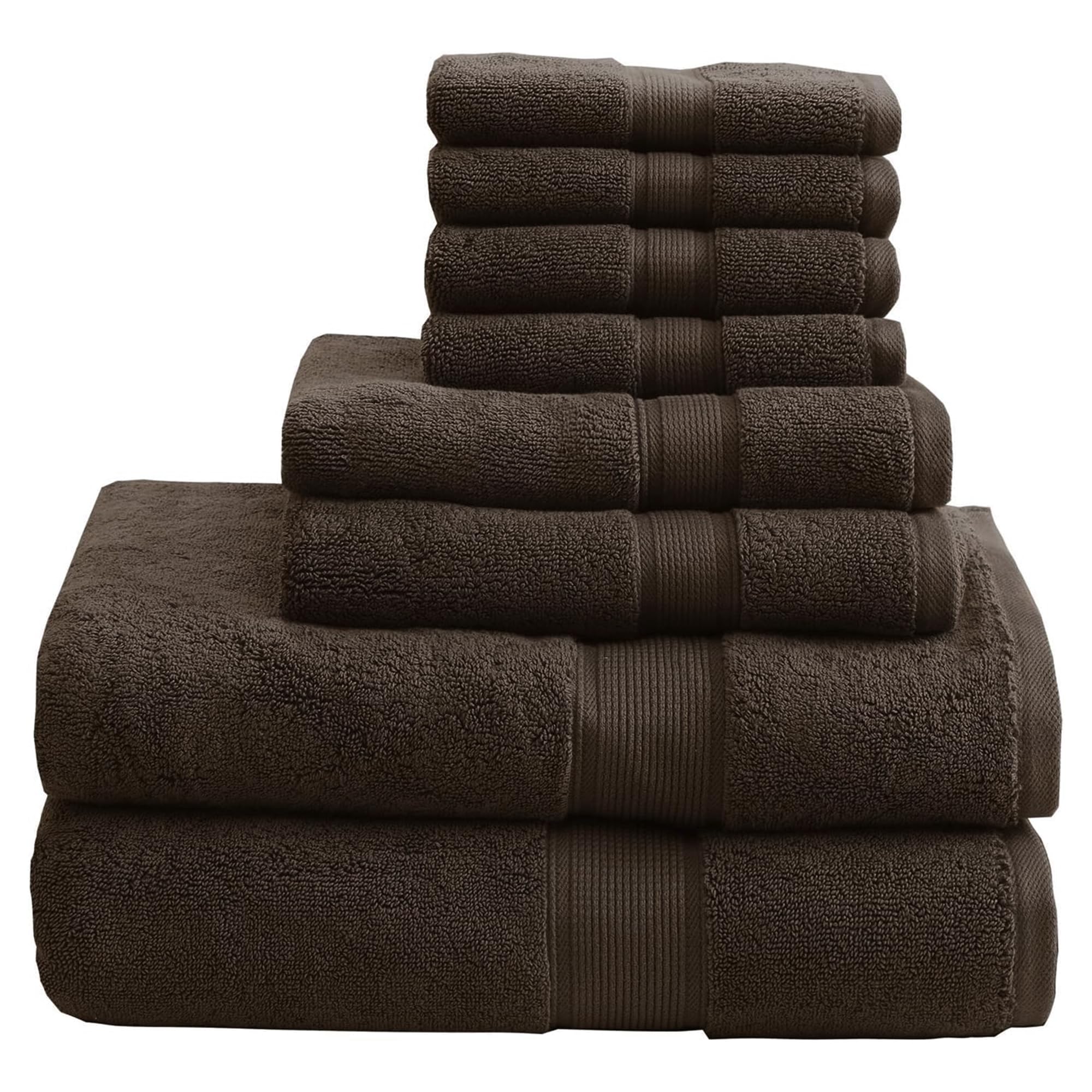 Madison Park 800GSM Bathroom Towel Set of 8 100% Cotton Bath Towel Set for Bathroom Luxurious Highly Absorbent 2 Bath Towels 2 Hand Towels 4 Washcloths Quick Dry Spa Quality Brown