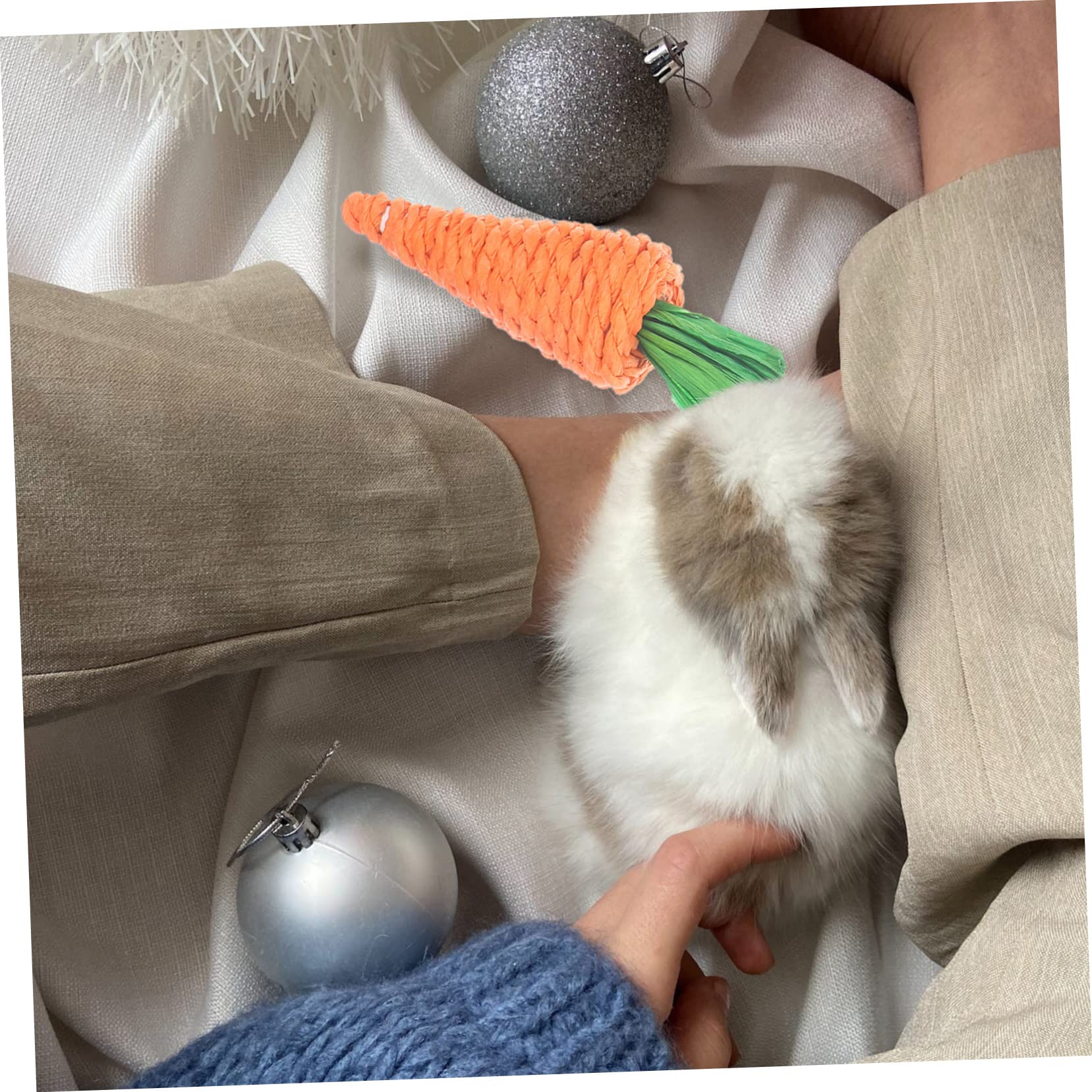 Milisten 6Pcs Straw Radish Chew Toys for Hamsters and Rabbits Natural Grass Molar Toys for Dental Care and Active Play - Image 2