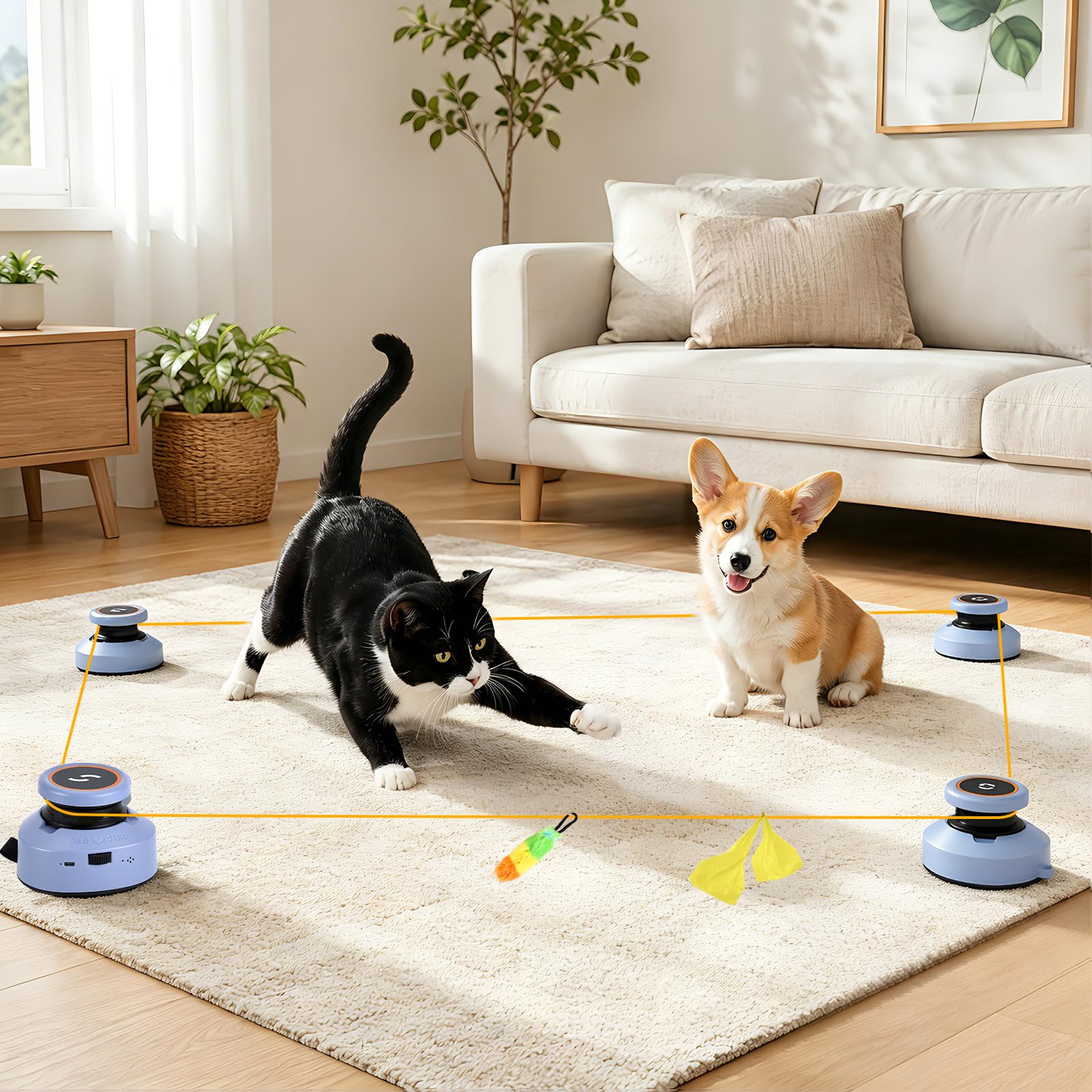 Jouets Pour Chats, Divertissement Autonome Jouets électriques Rechargeables Kit De Jeux Interactifs Et D'Intelligence Tapis De Course Pour Chats à Vitesse Réglable (Sans Sangles Requises) (B)