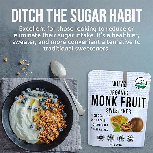 Miniatura 3 de WHYZ Extracto de fruta de monje orgánico 5 onzas edulcorante orgánico de fruta de monje USDA cero calorías cero carbohidratos sustituto del azúcar