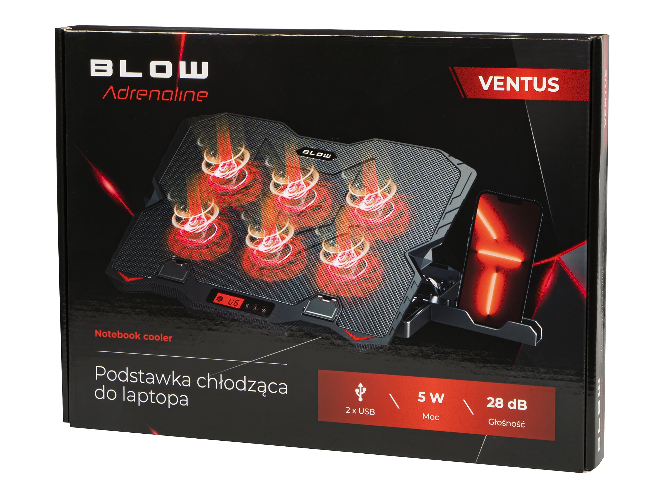 BLOW PODSTAWKA PODKŁADKA CHŁODZĄCA LAPTOP LED HUB USB