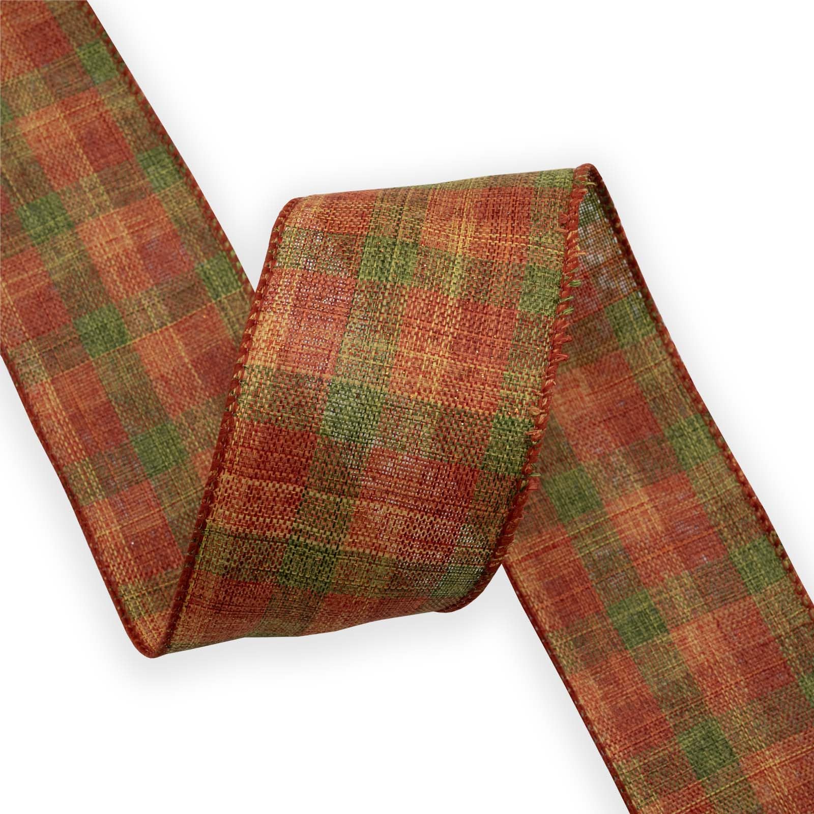 HATIANGE Fall Burlap Wide Wired Ribbon Orange Plaid Autumn Harvest Edge Wrapping for Wreath Floral Bows Craft Decor 6.3CM x 10Meters - Image 2
