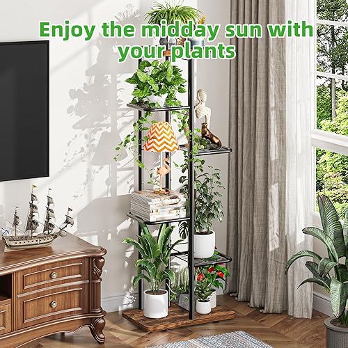 Miniatura 4 de Simple Trending Soporte para plantas de interior, estante alto de metal de 6 niveles para múltiples plantas, soportes para macetas escalonadas para