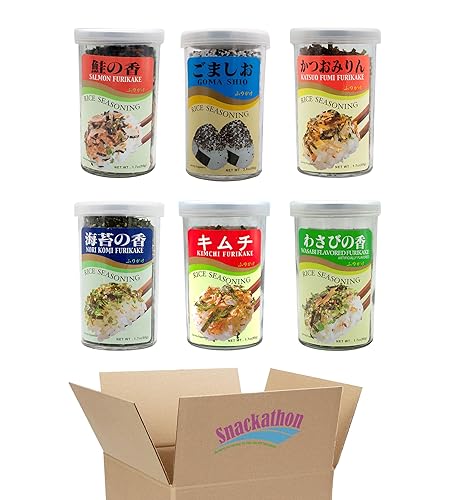 Furikake Condimento de arroz 6 grapas Nori Komi Kimchi Wasabi Salmón Katsuo Goma 1 cada sabor